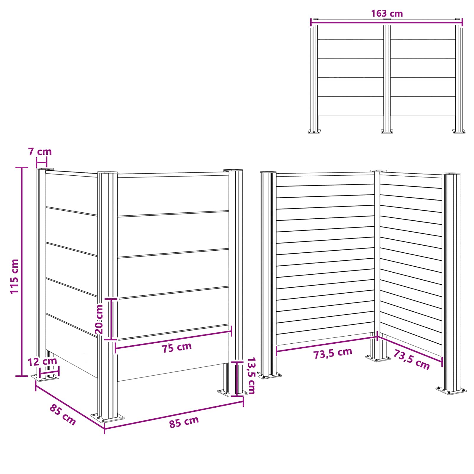 Recinzione Contenitore per Rifiuti Marrone 85 x 85 x 115 cm