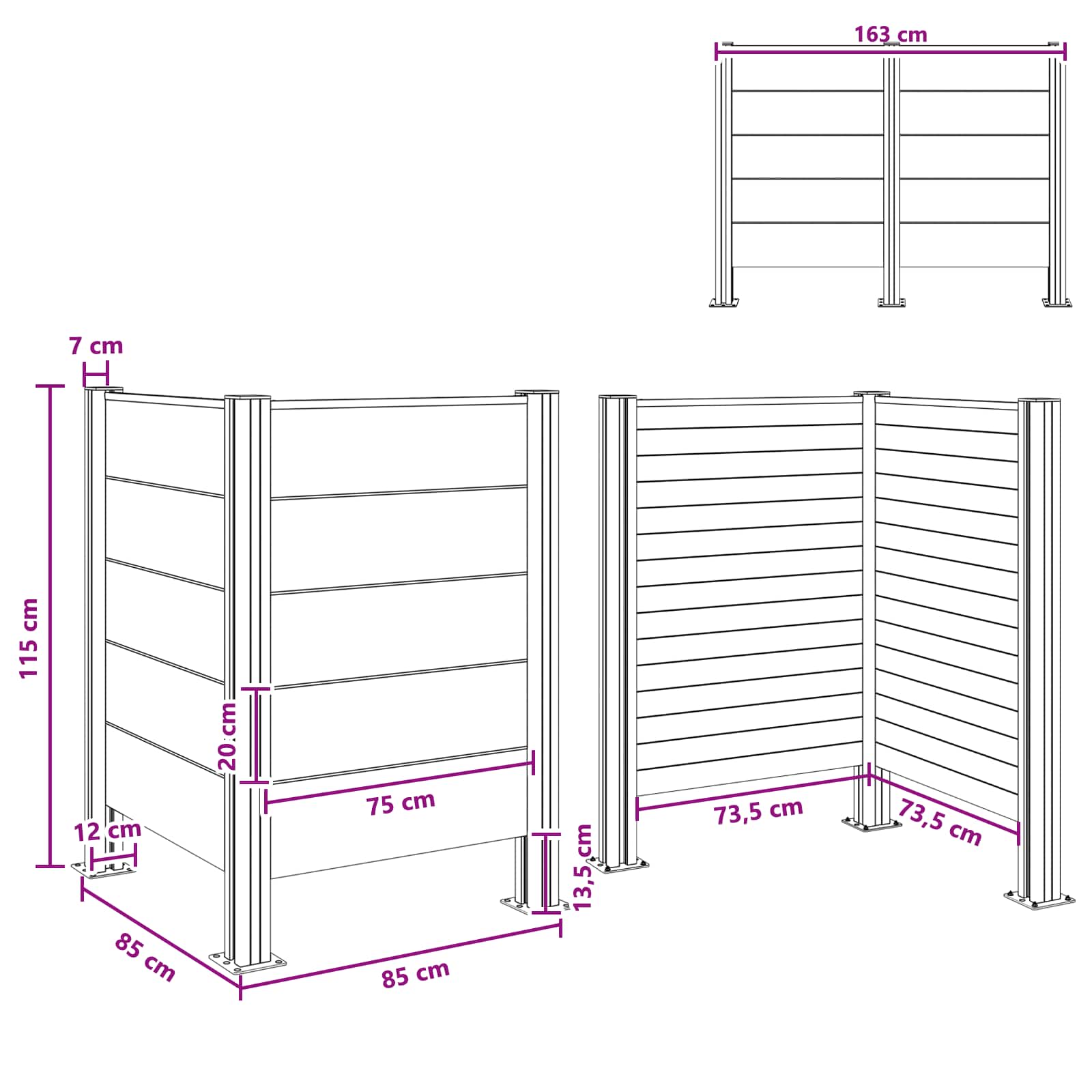 Recinzione Contenitore per Rifiuti Grigio 85 x 85 x 115 cm