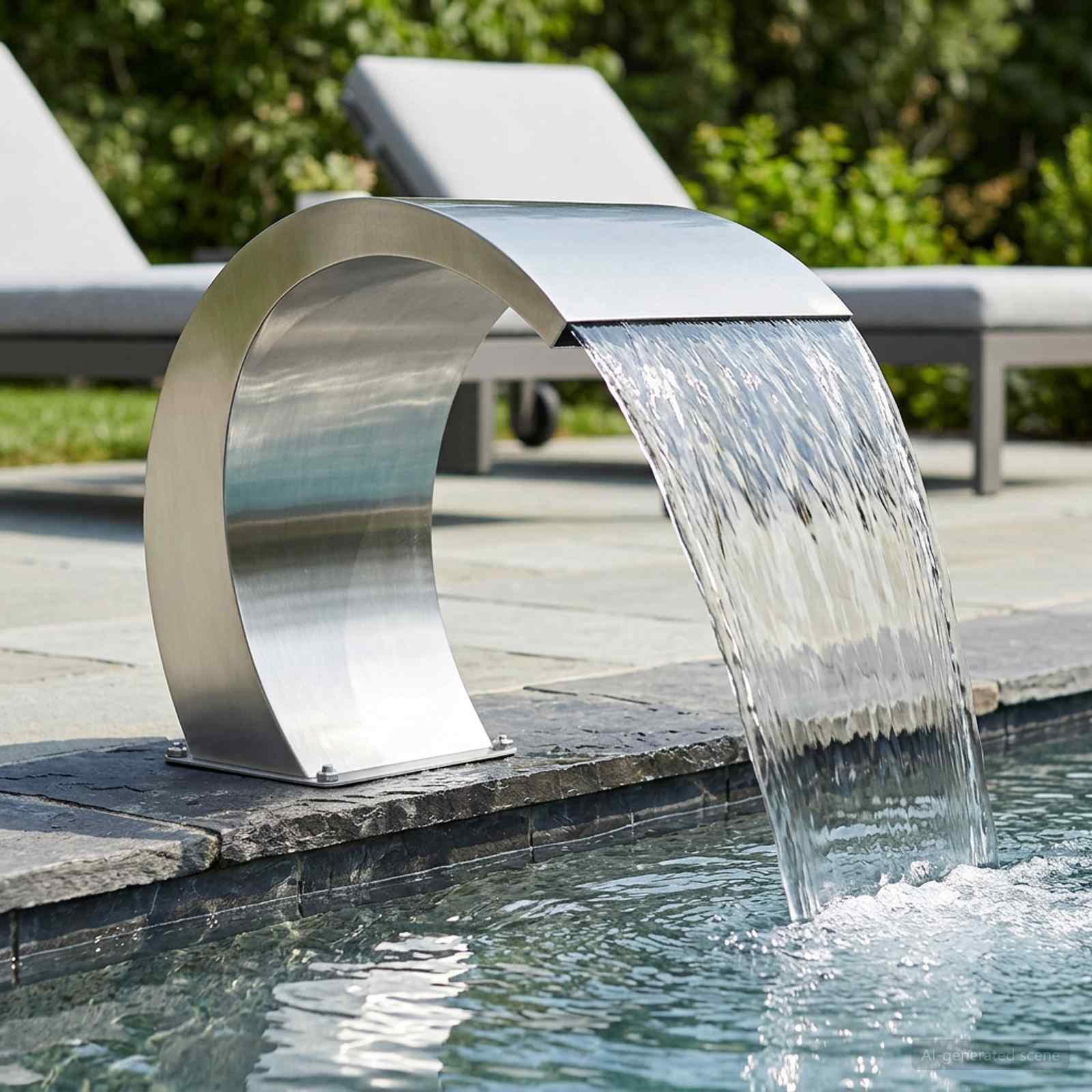 Fontana da Piscina Acciaio Inox 61 x 30 x 45 cm Argento