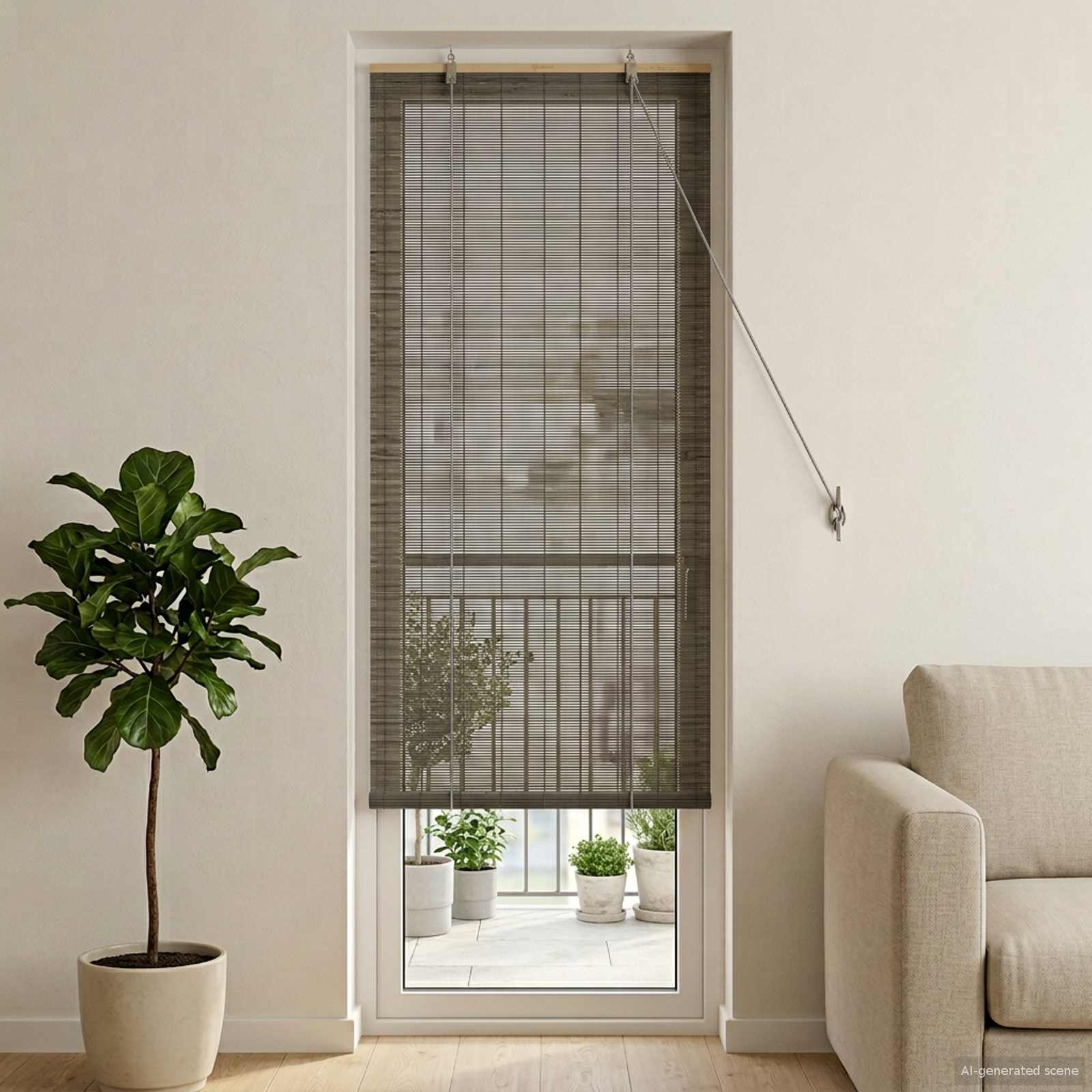 Tenda a rullo Grigio 40 x 220 cm Bambù