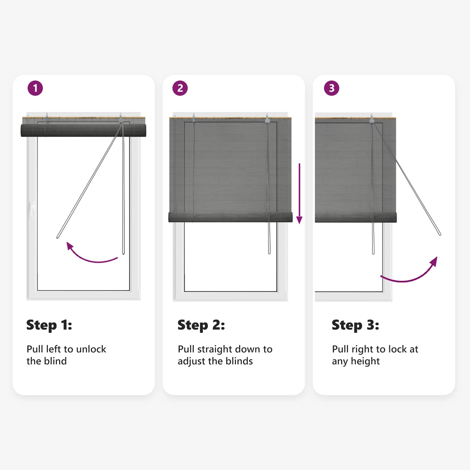 Tenda a rullo Grigio 50 x 160 cm Bambù