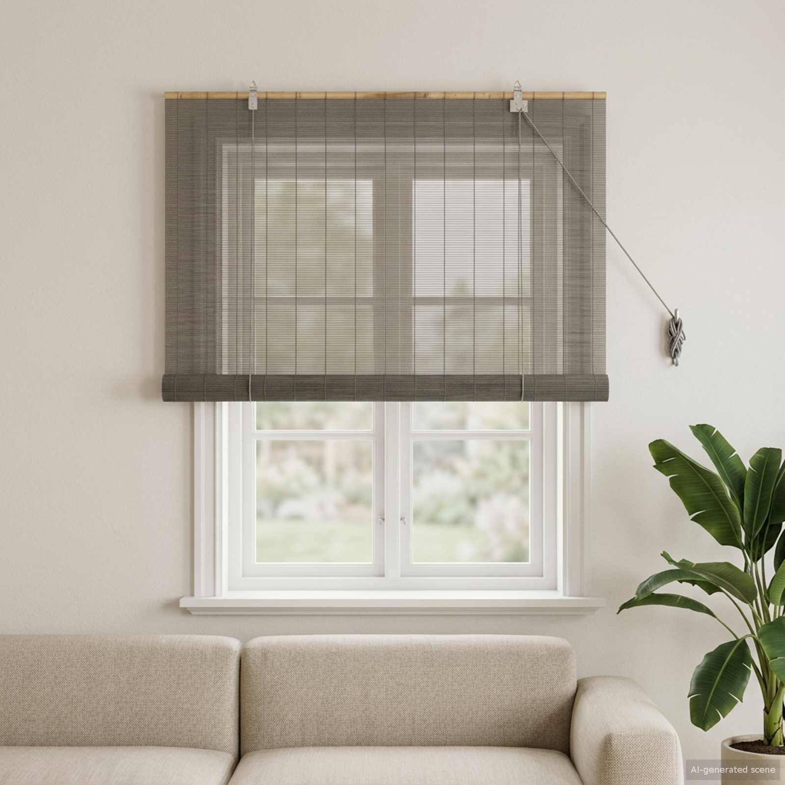 Tenda a rullo Grigio 120 x 160 cm Bambù
