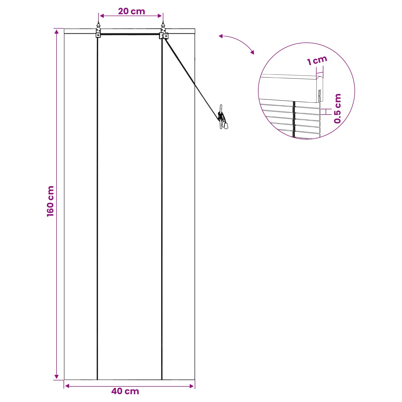 Tenda a rullo Marrone 40 x 160 cm Bambù