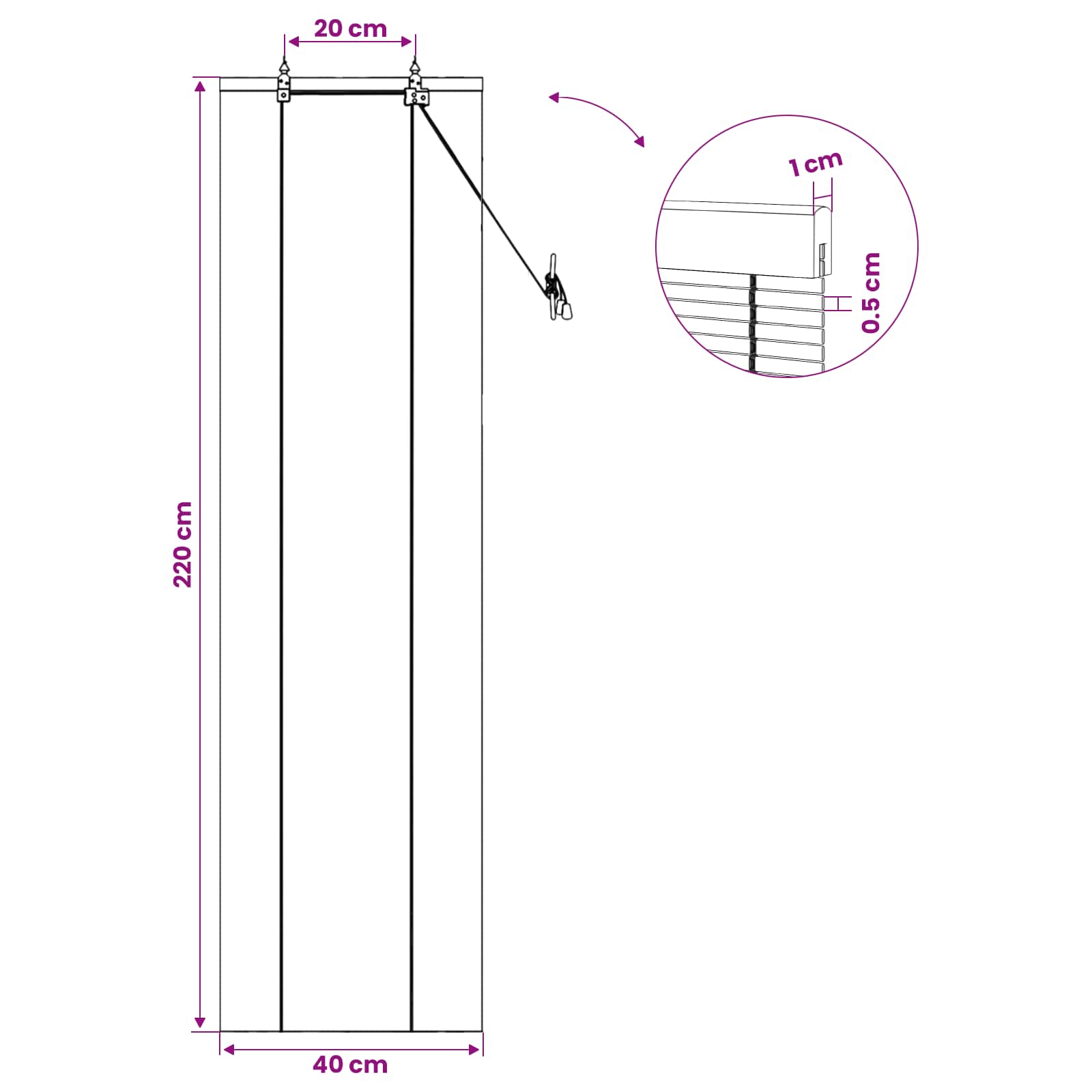 Tenda a rullo Marrone 40 x 220 cm Bambù