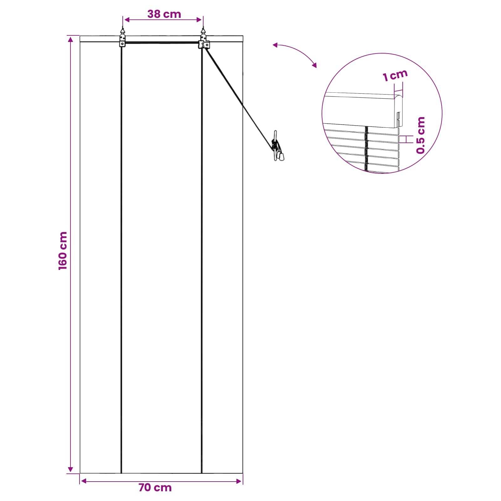 Tenda a rullo Marrone 70 x 160 cm Bambù