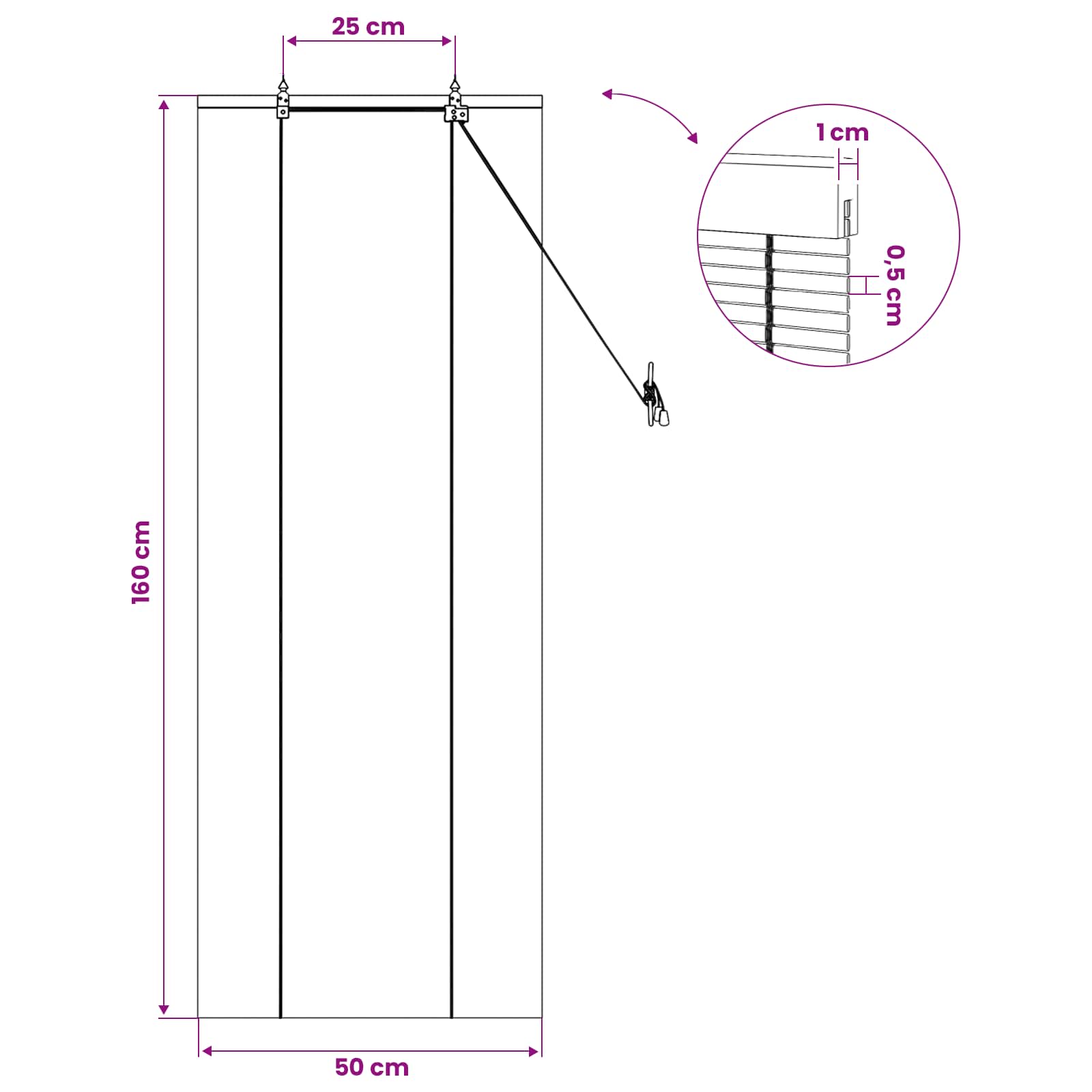 Tenda a rullo Naturale 50 x 160 cm Bambù