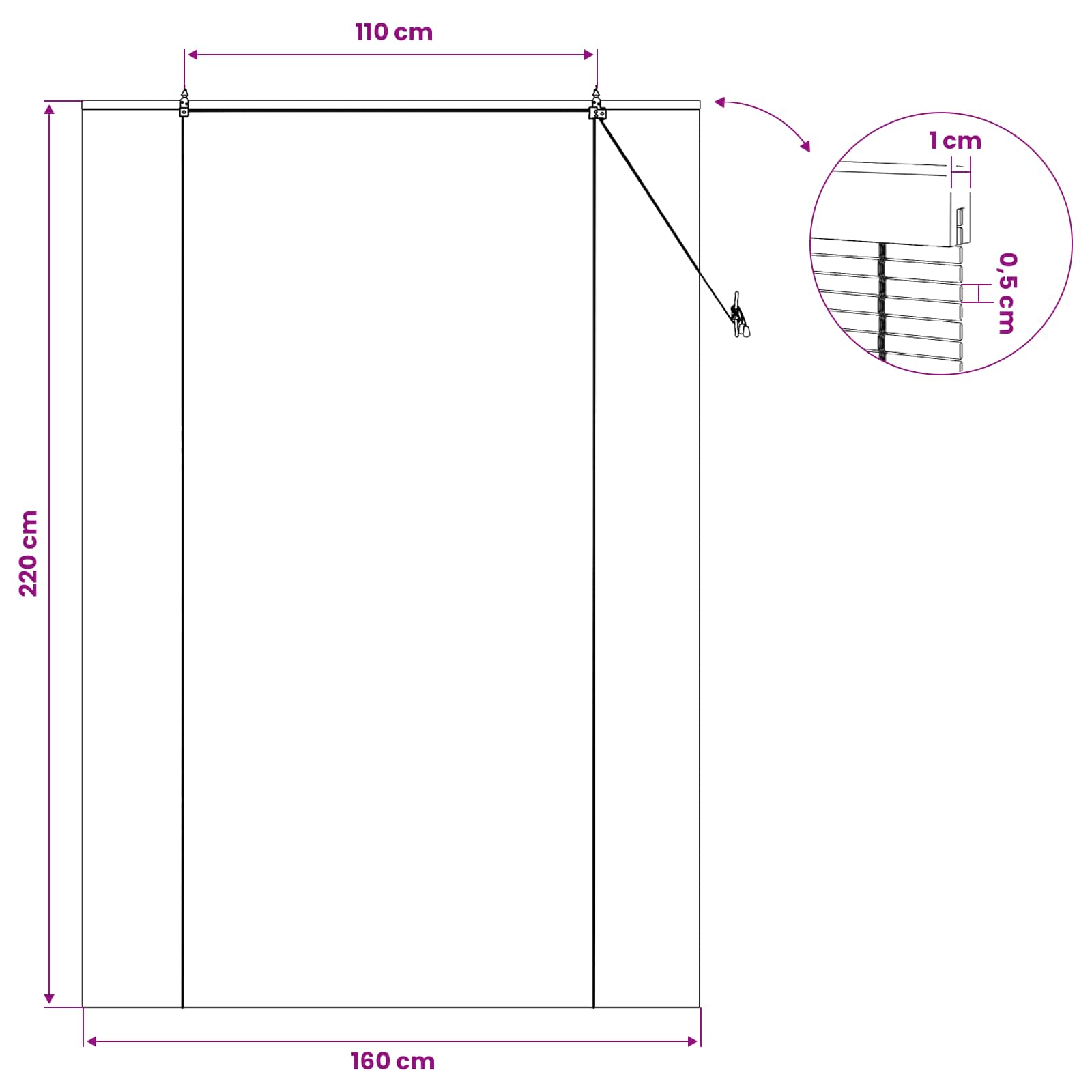 Tenda a rullo Naturale 160 x 220 cm Bambù