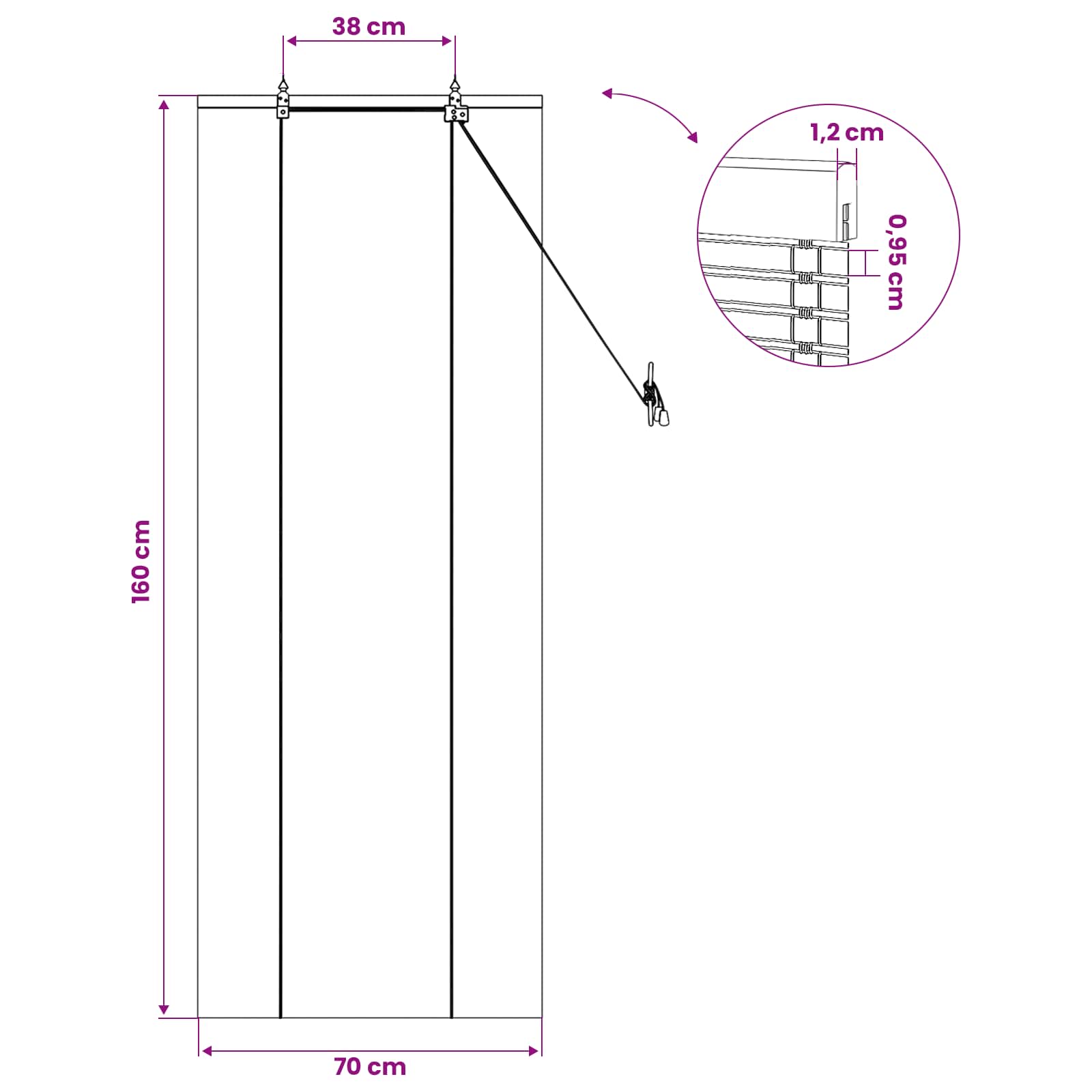 Tenda a rullo Natura 70 x 160 cm Bambù