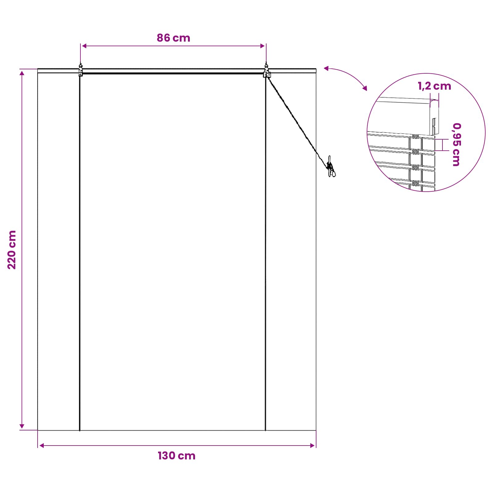 Tenda a rullo Natura 130 x 220 cm Bambù