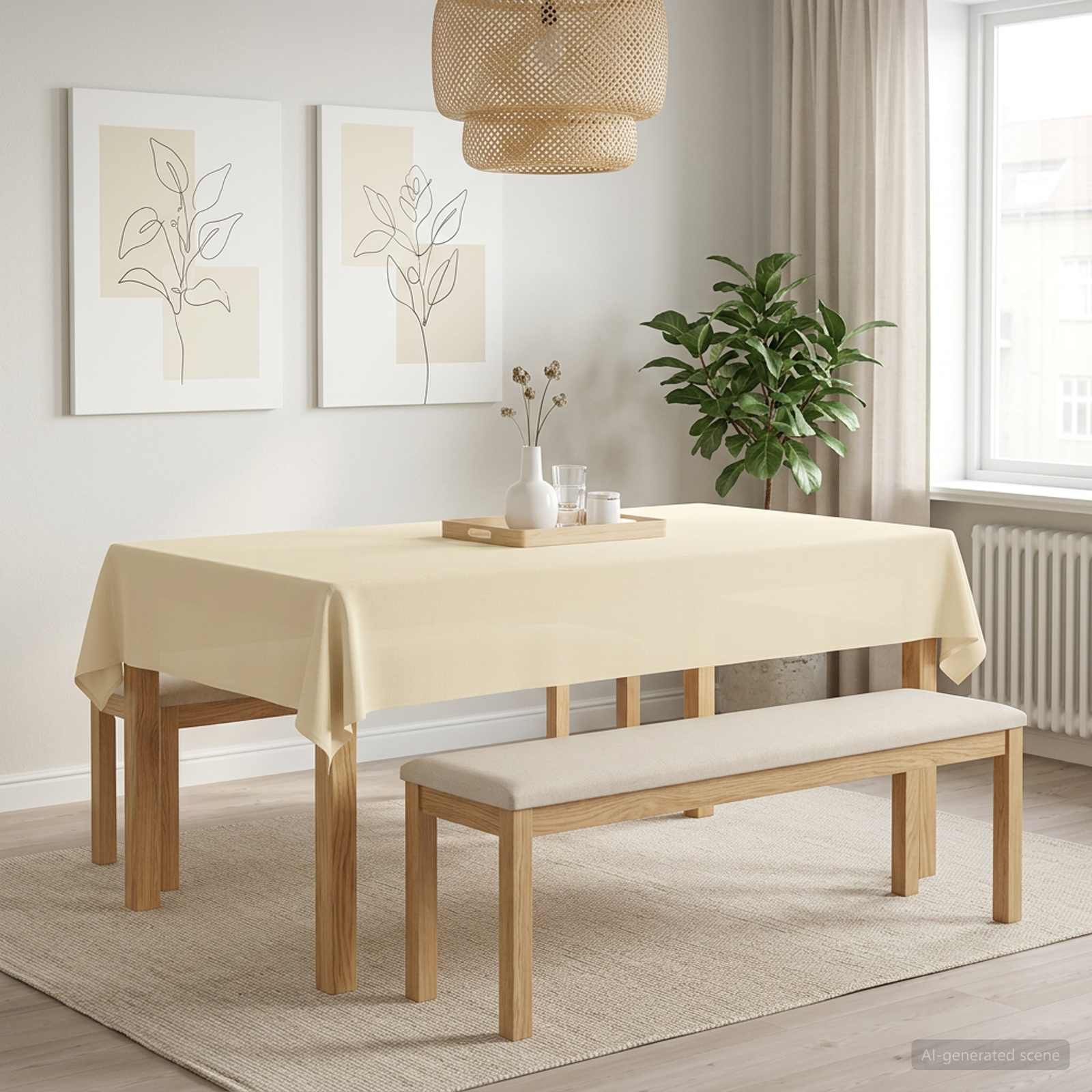 Tovaglia da Tavolo Bianco Crema 110 x 160 cm Poliestere