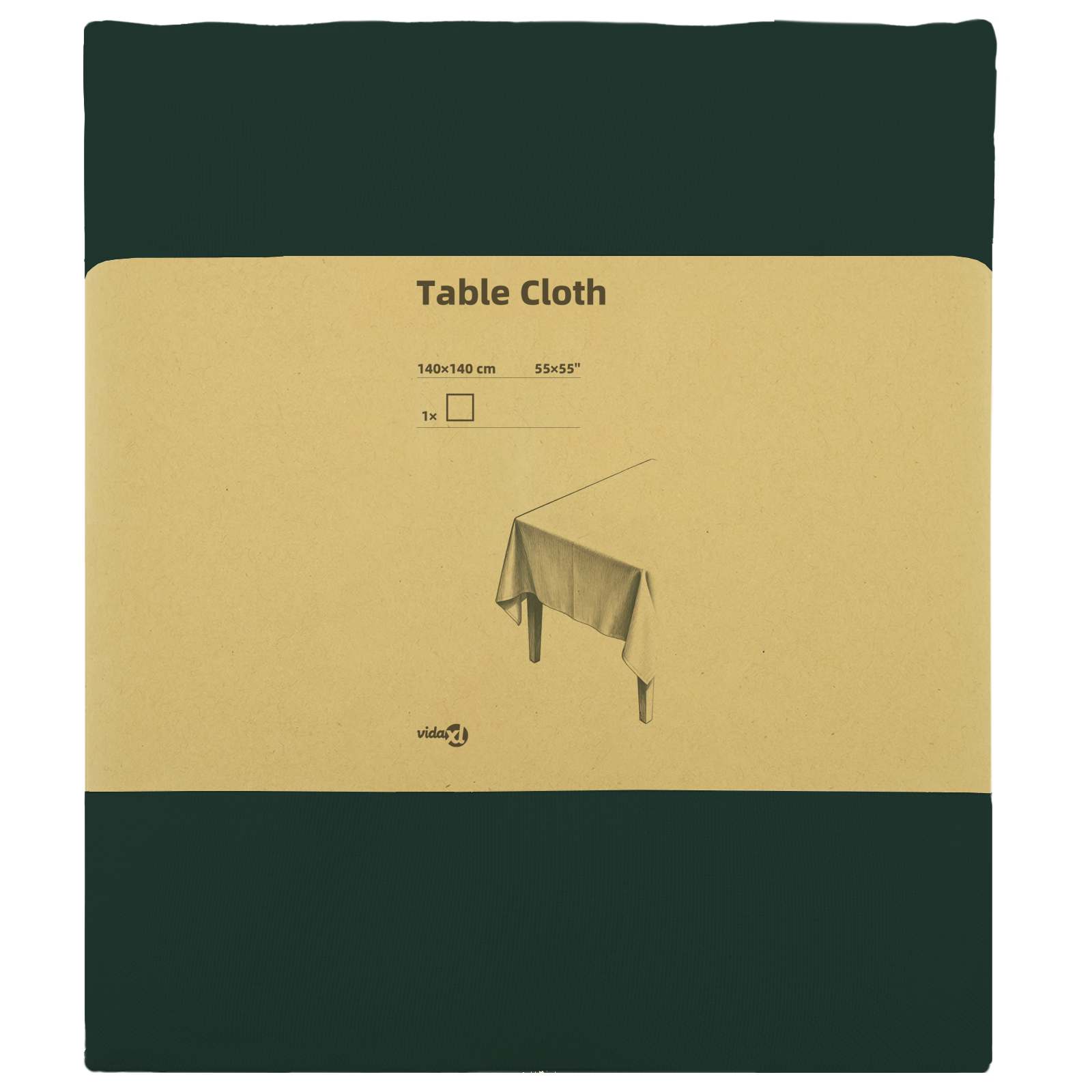 Tovaglia da Tavolo Quadrato Verde Scuro 140 x 140 cm Poliestere