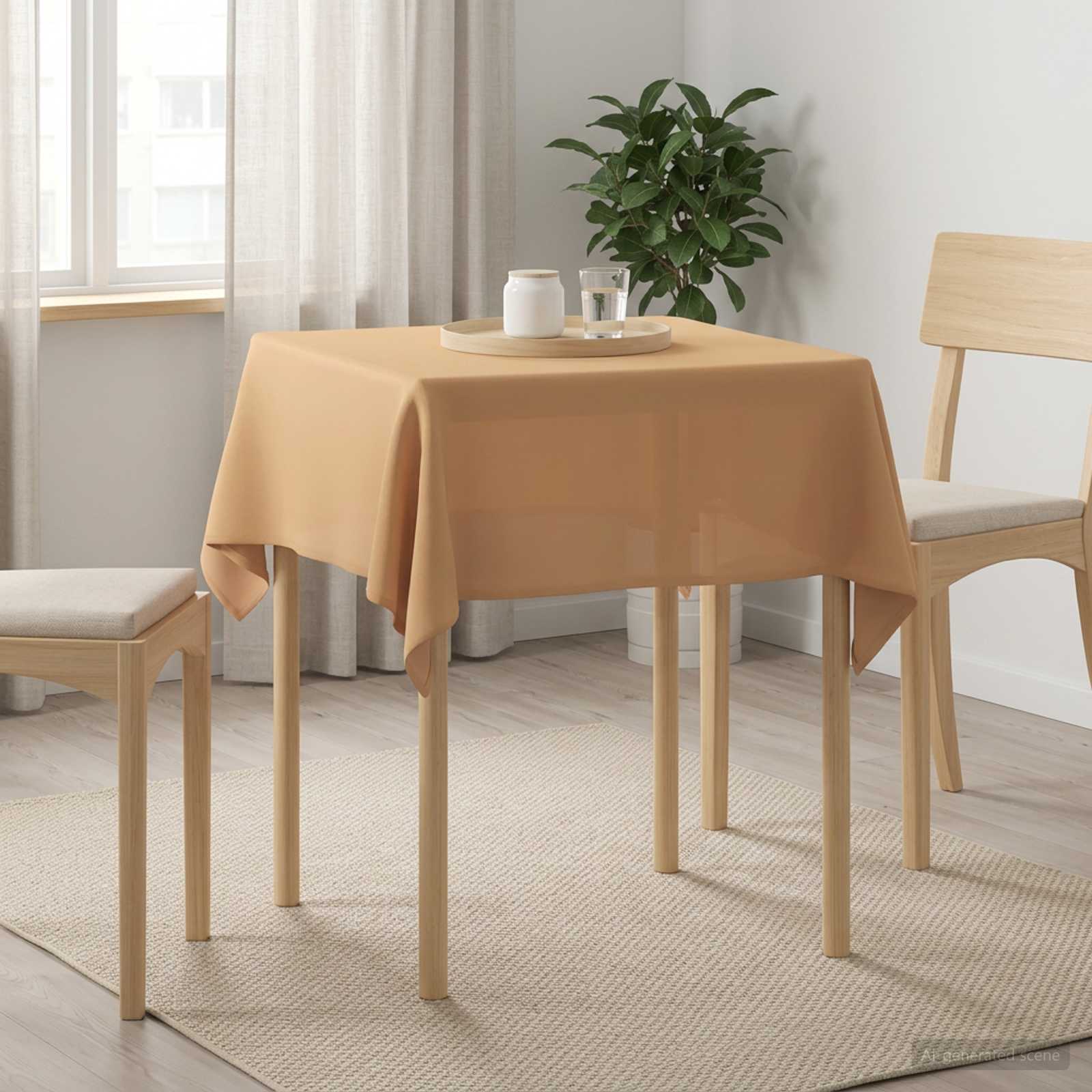 Tovaglia da Tavolo Quadrato Beige 140 x 140 cm Poliestere