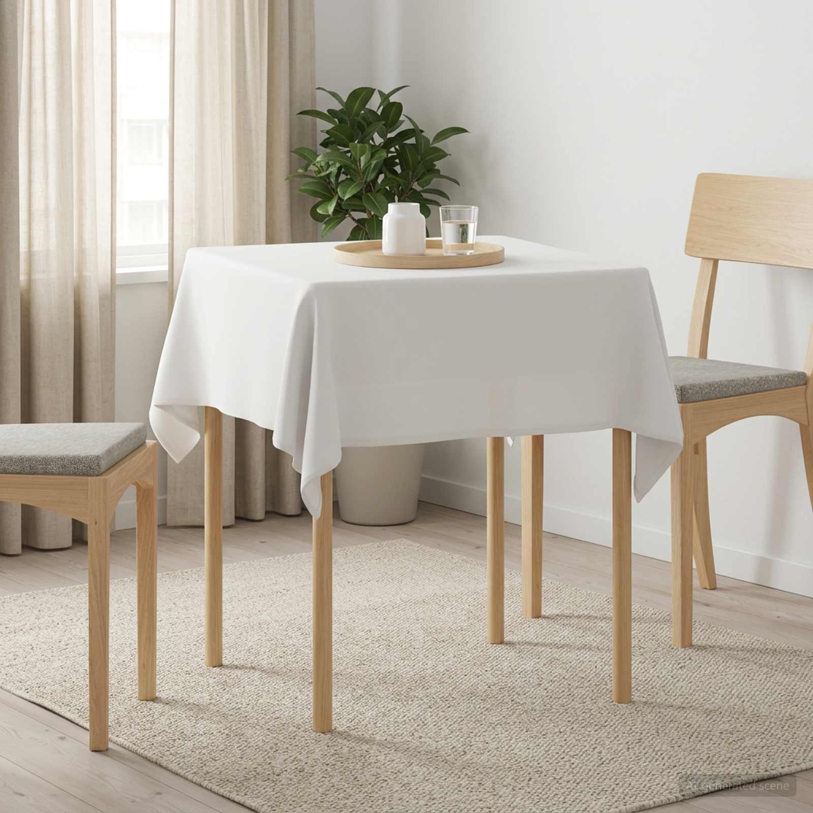 Tovaglia da Tavolo Quadrato Bianco 140 x 140 cm Poliestere