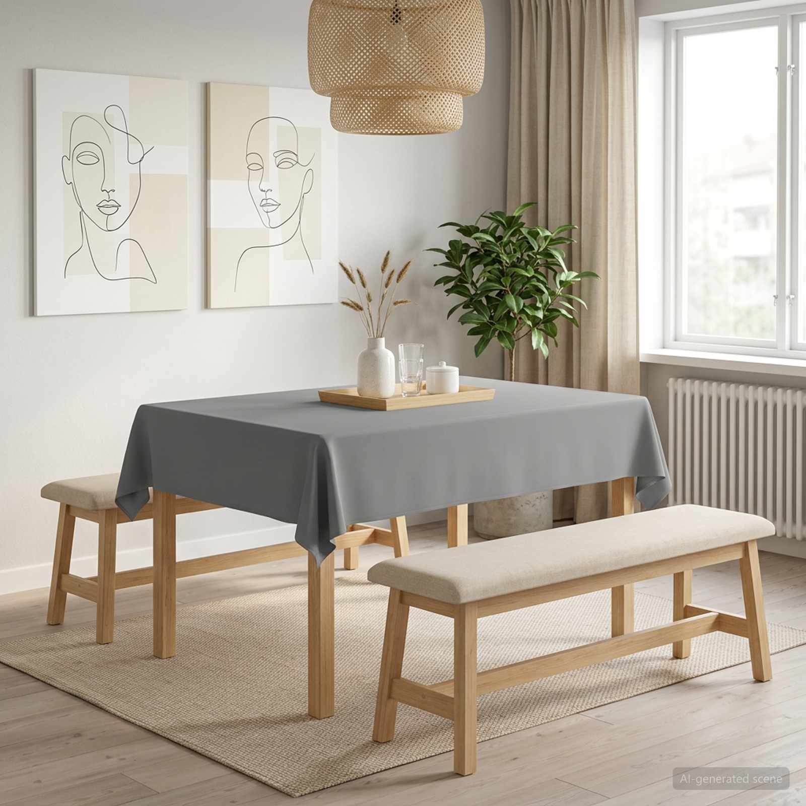 Tovaglia da Tavolo Grigio Chiaro 140 x 160 cm Poliestere