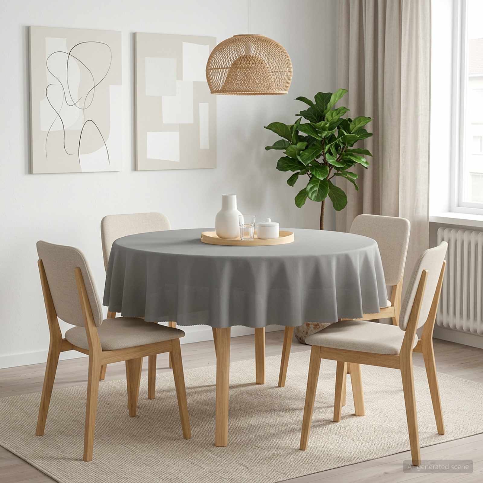 Tovaglia da Tavolo Rotondo Grigio Chiaro Ø 140 cm Poliestere
