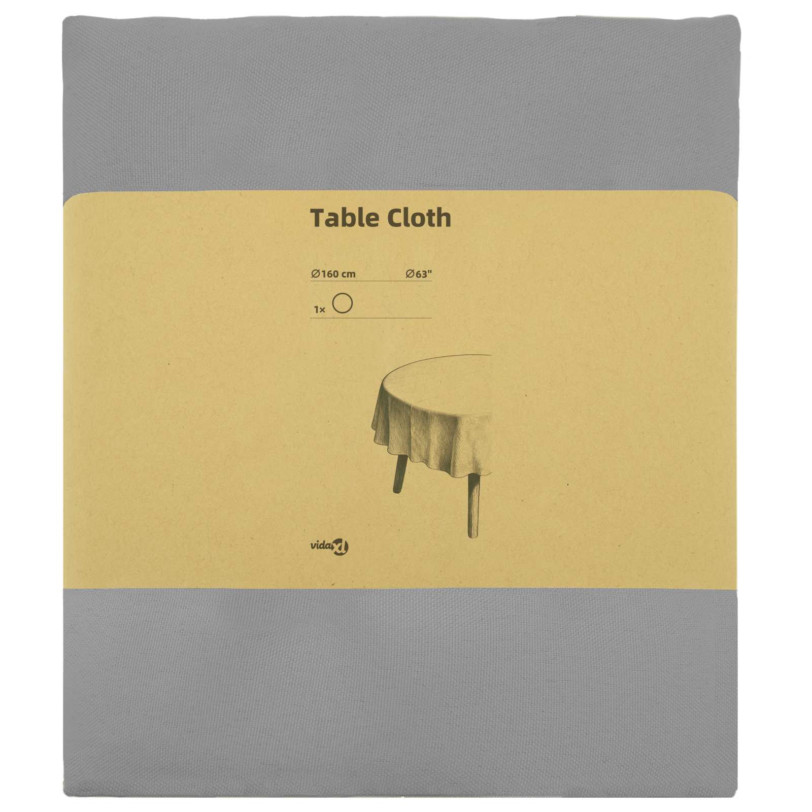 Tovaglia da Tavolo Rotondo Grigio Chiaro Ø 160 cm Poliestere
