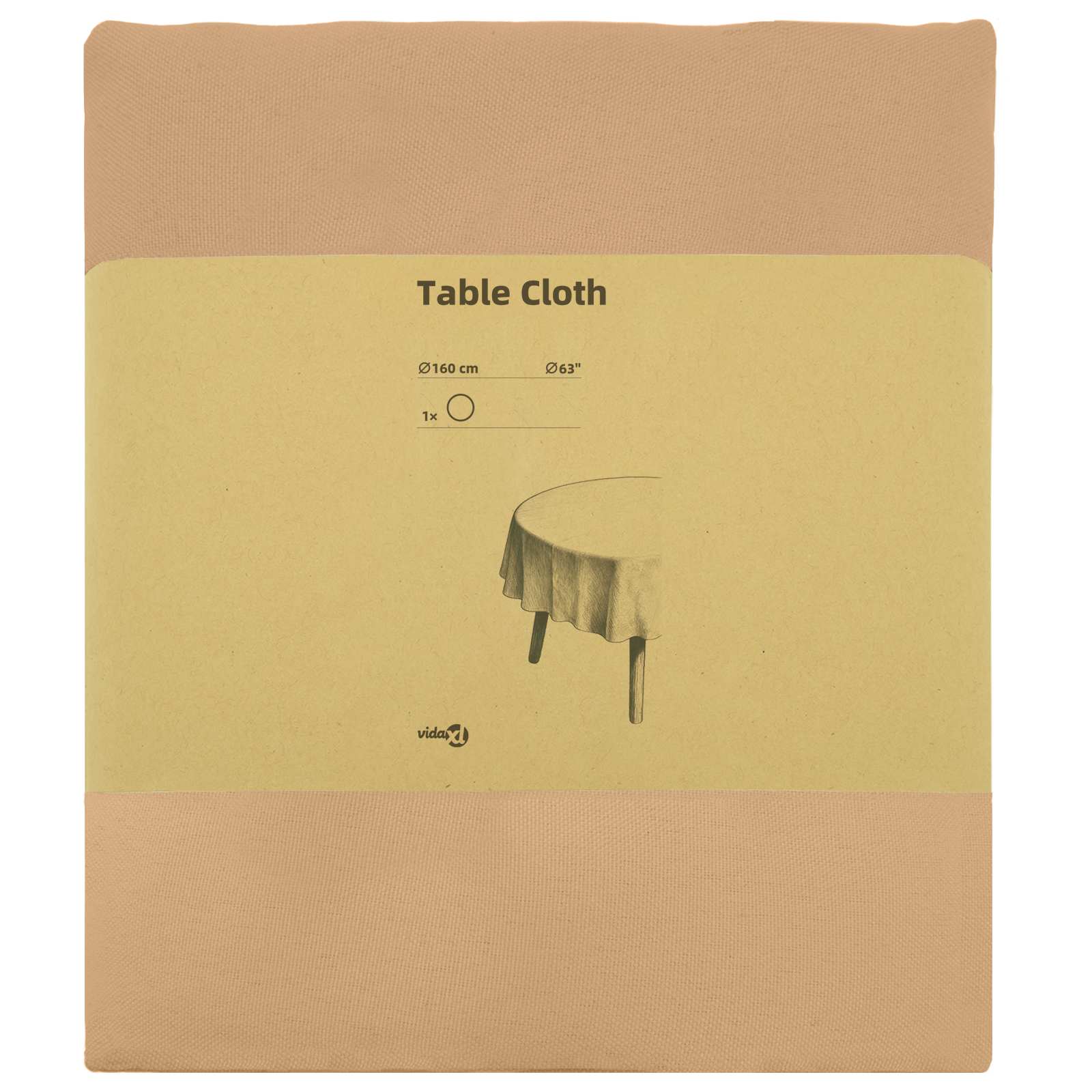 Tovaglia da Tavolo Rotondo Beige Ø 160 cm Poliestere