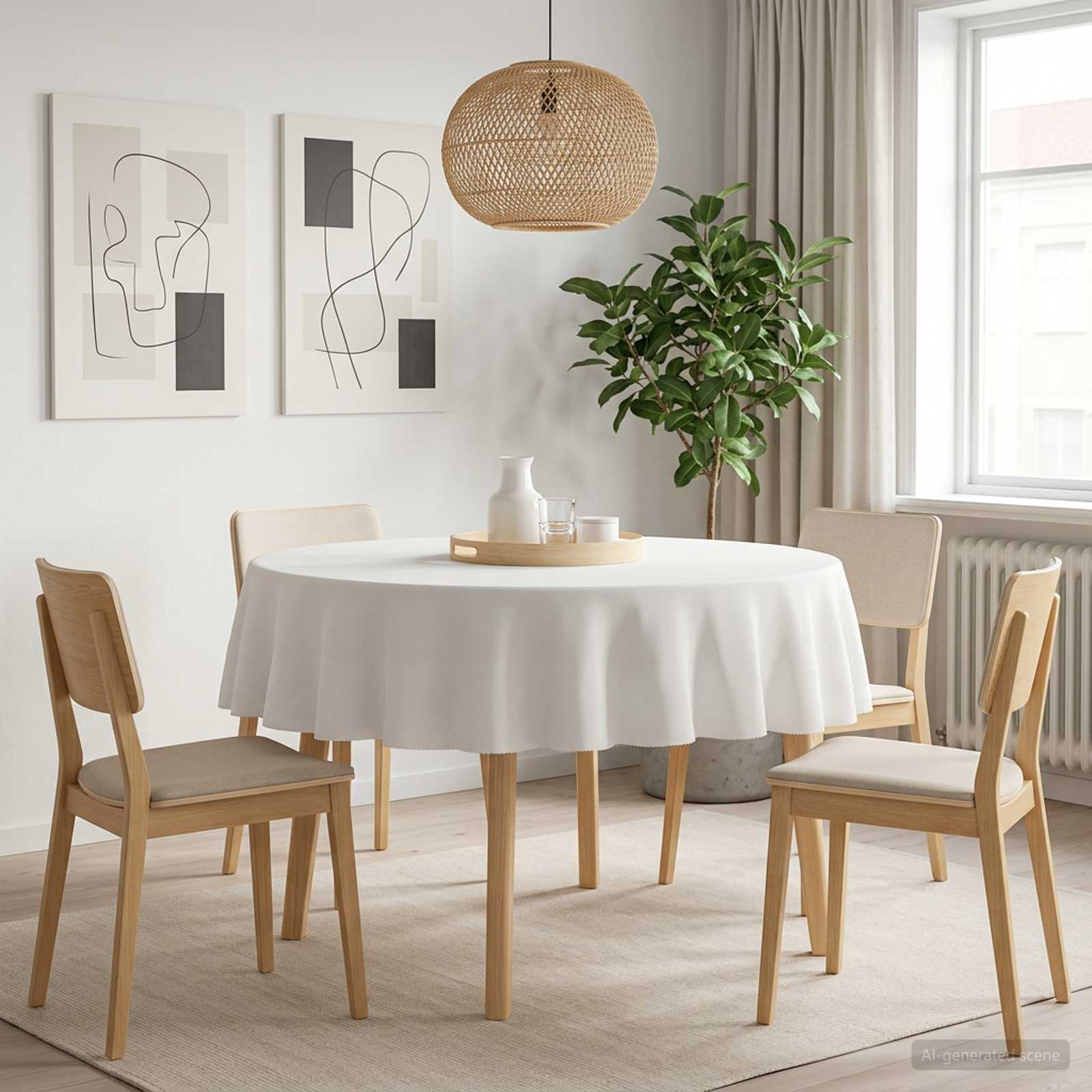Tovaglia da Tavolo Rotondo Bianco Ø 160 cm Poliestere