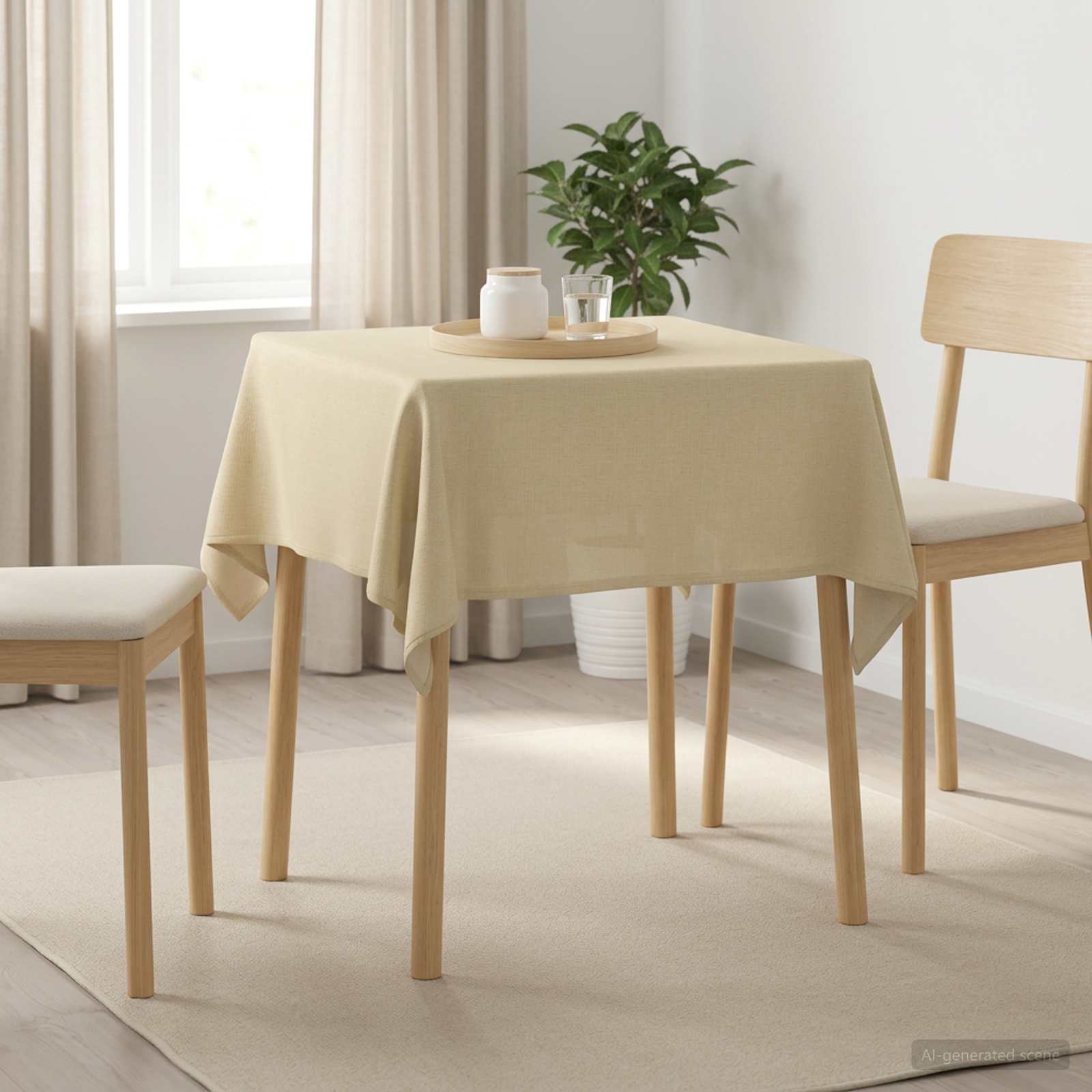 Tovaglia da Tavolo Quadrato Bianco Crema 90 x 90 cm