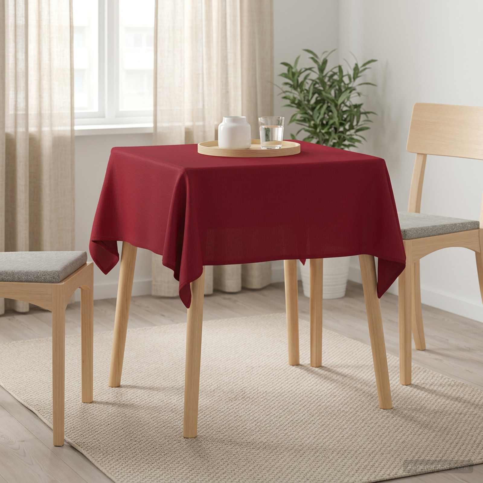Tovaglia da Tavolo Quadrato Rosso Vino 90 x 90 cm