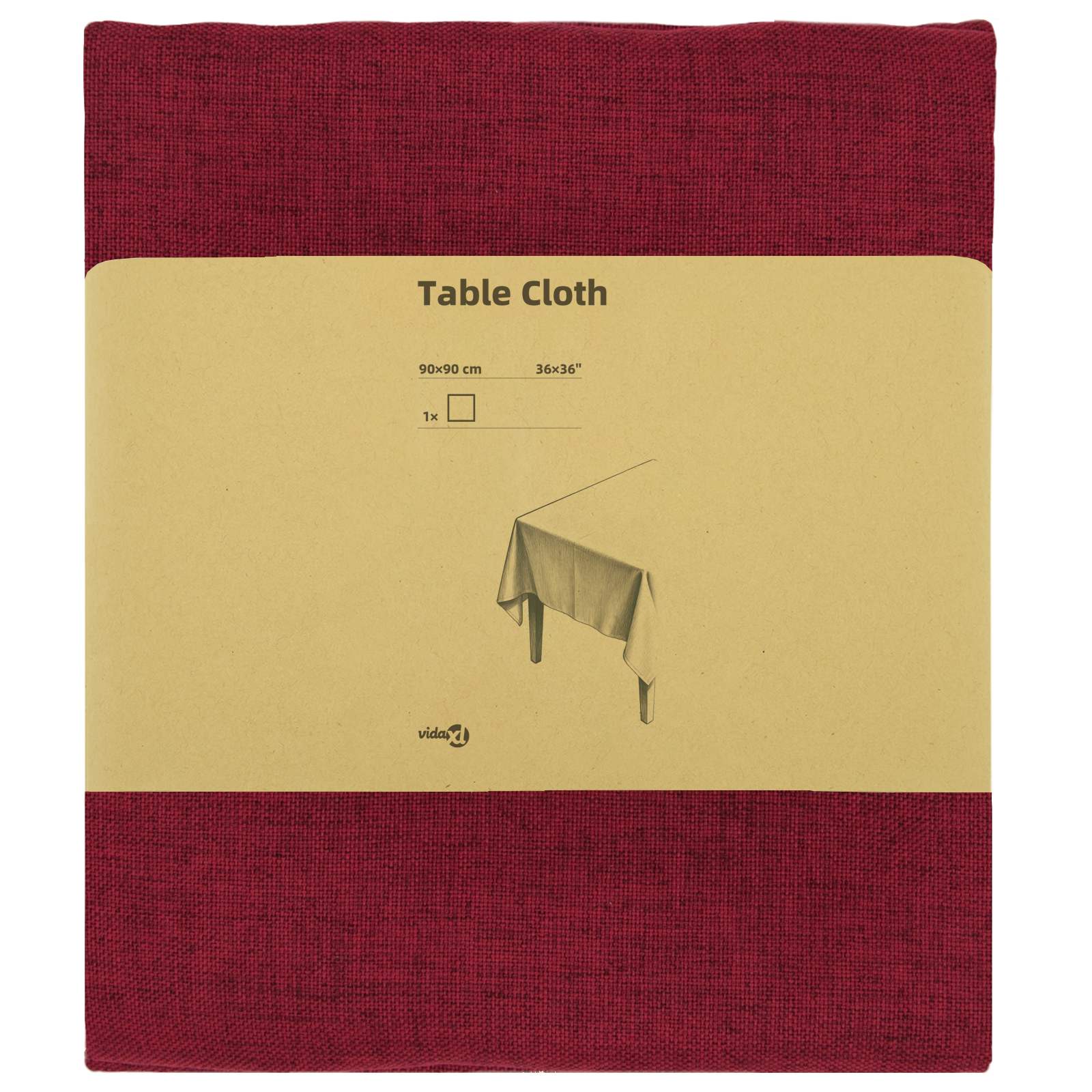 Tovaglia da Tavolo Quadrato Rosso Vino 90 x 90 cm