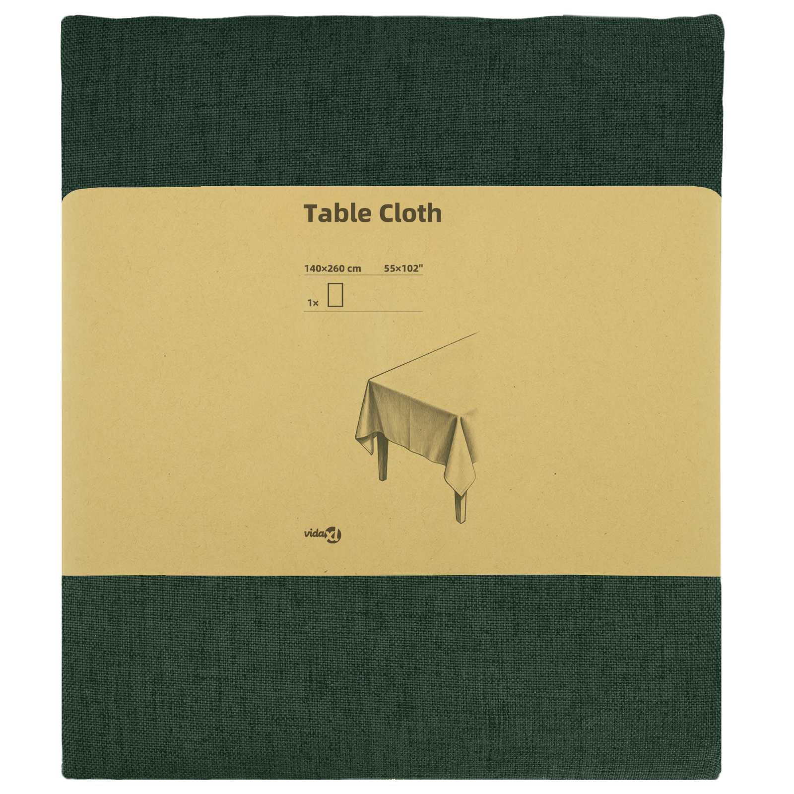 Tovaglia da Tavolo Rettangolare Verde Scuro 140 x 260 cm