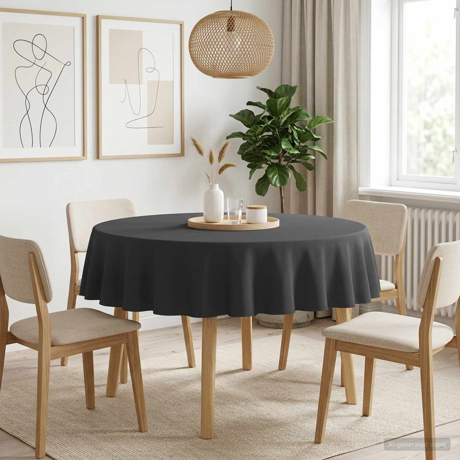 Tovaglia da Tavolo Rotondo Grigio Scuro Ø 160 cm