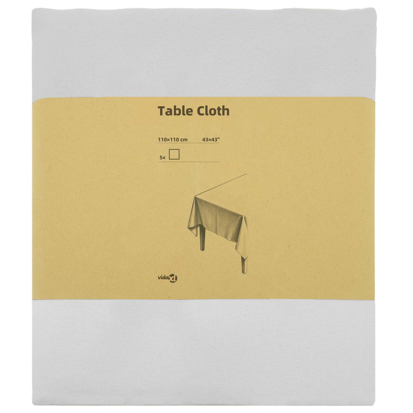 Tovaglia da Tavolo 5 pz Quadrato Bianco 110 x 110 cm Poliestere