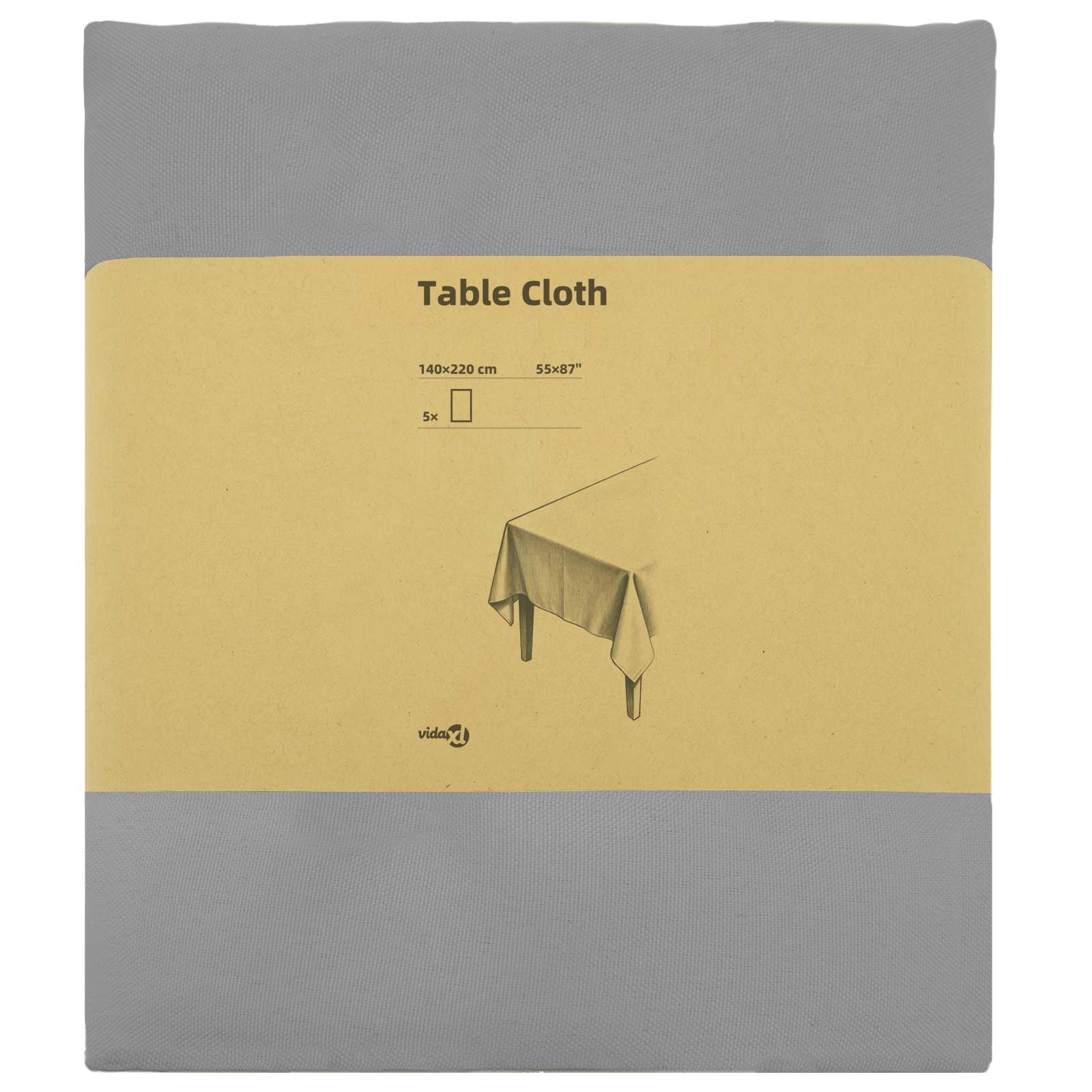 Tovaglia da Tavolo 5 pz Grigio Chiaro 140 x 220 cm Poliestere