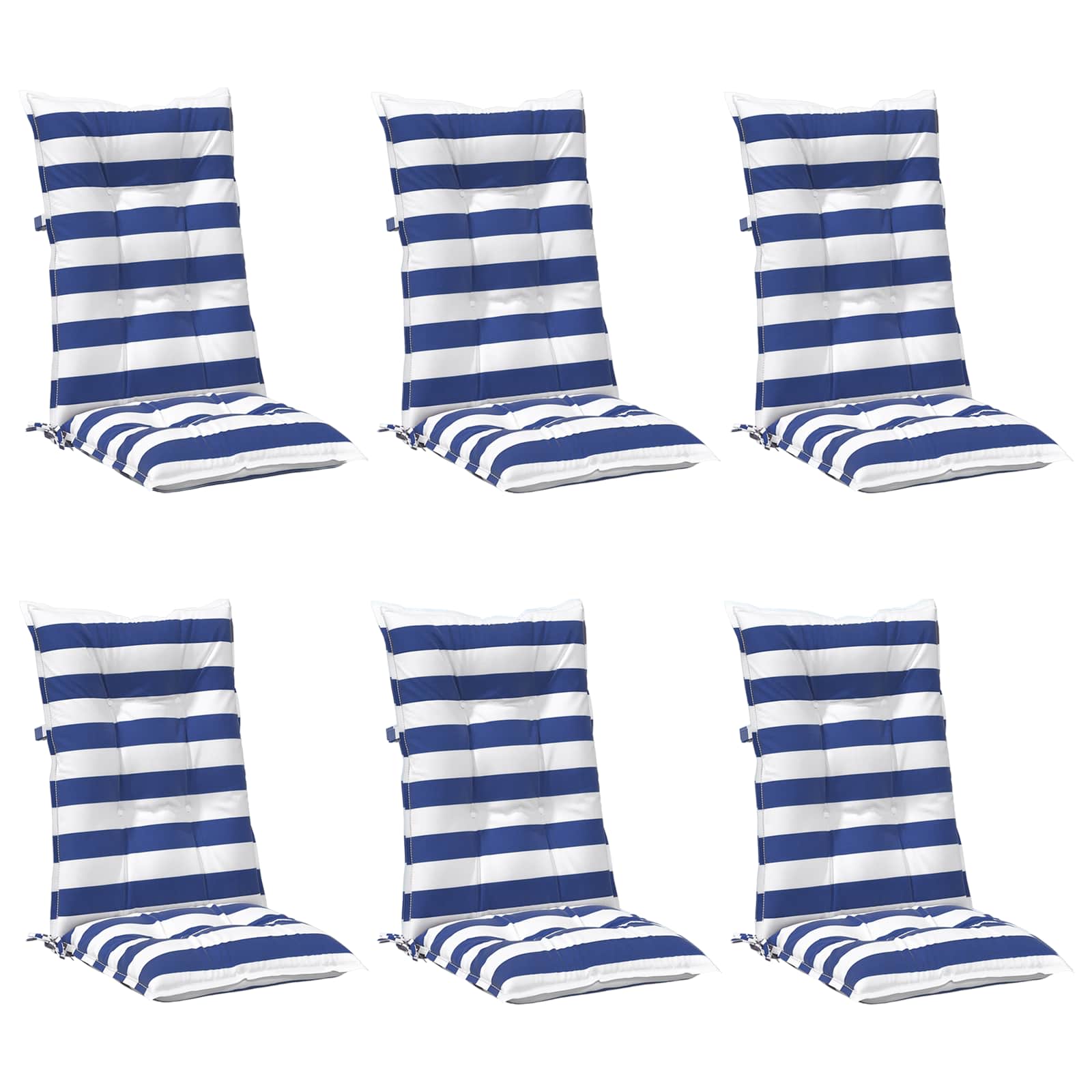 Cuscino da Esterno 6 pz Tessuto Blu e Bianco 120 x 50 x 7 cm