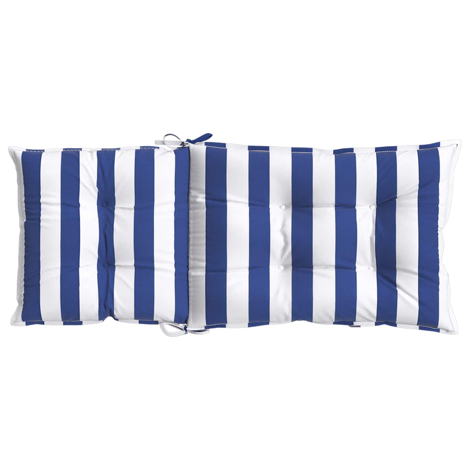 Cuscino da Esterno 6 pz Tessuto Blu e Bianco 120 x 50 x 7 cm