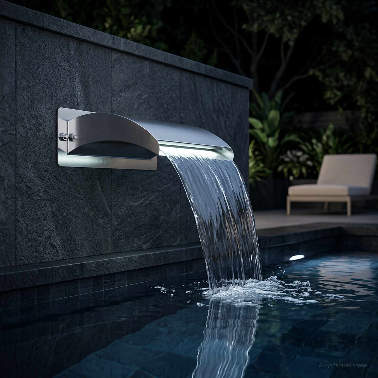 Cascata da Piscina con Luce LED Acciaio Inox 304 30 x 9 x 26 cm
