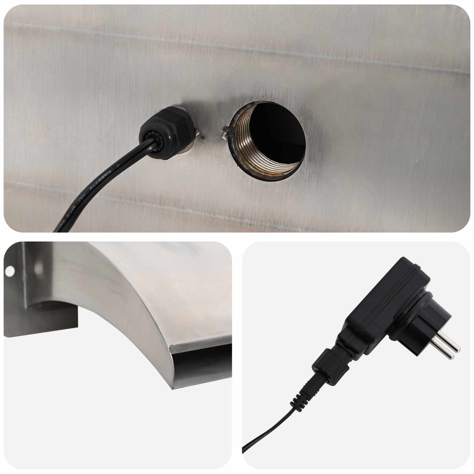 Cascata da Piscina con Luce LED Acciaio Inox 304 30 x 9 x 26 cm