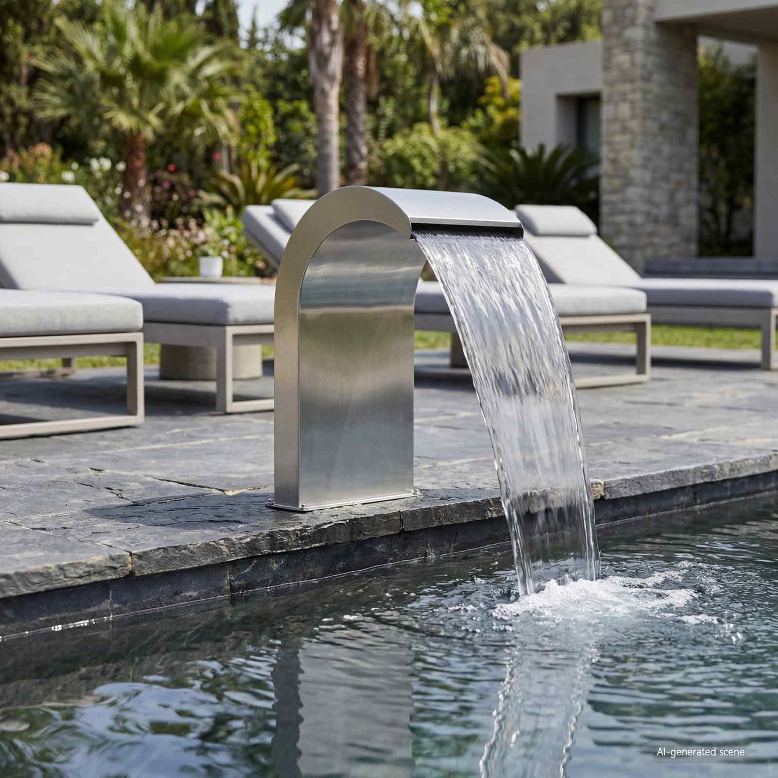 Cascata da Piscina con Luce LED Acciaio Inox 304