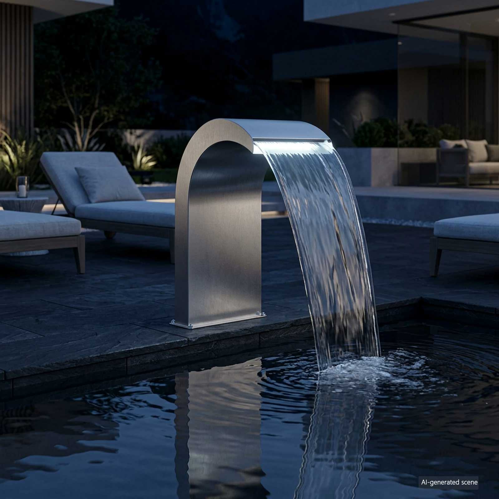 Cascata da Piscina con Luce LED Acciaio Inox 304