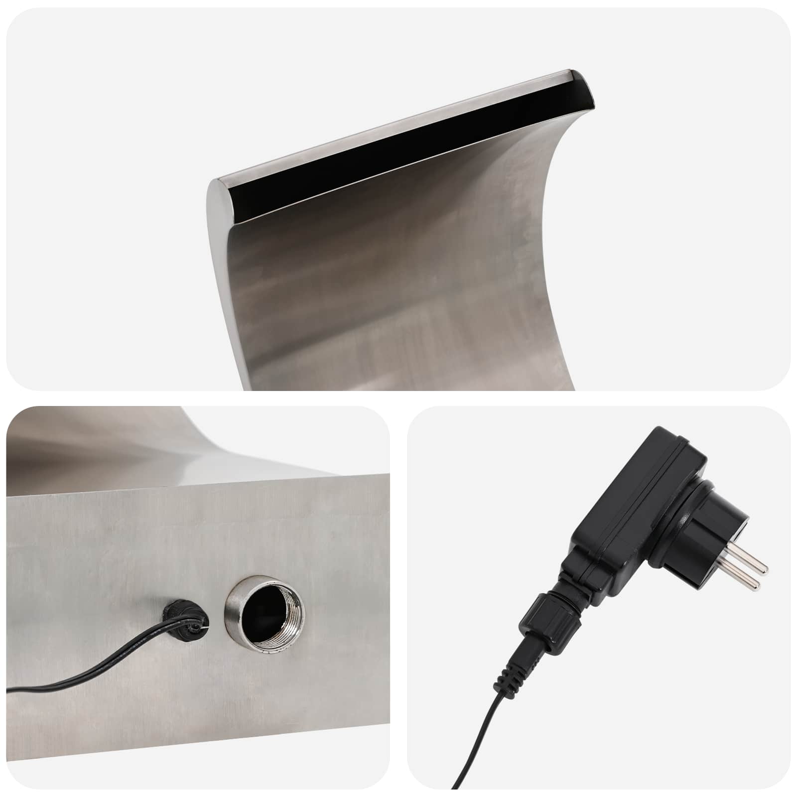 Cascata da Piscina con Luce LED Acciaio Inox 304