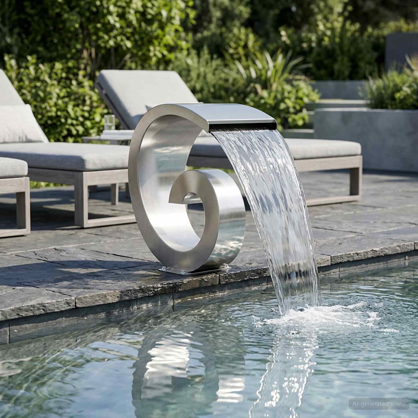 Cascata da Piscina con Luce LED Acciaio Inox 304