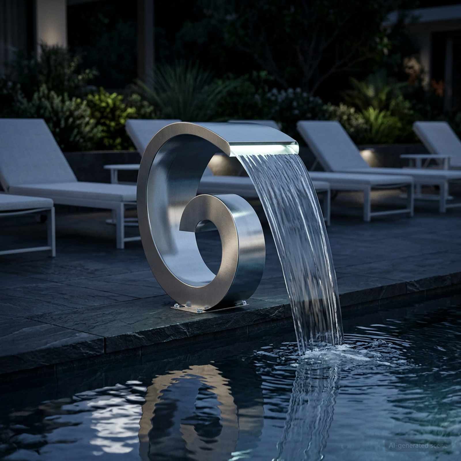 Cascata da Piscina con Luce LED Acciaio Inox 304