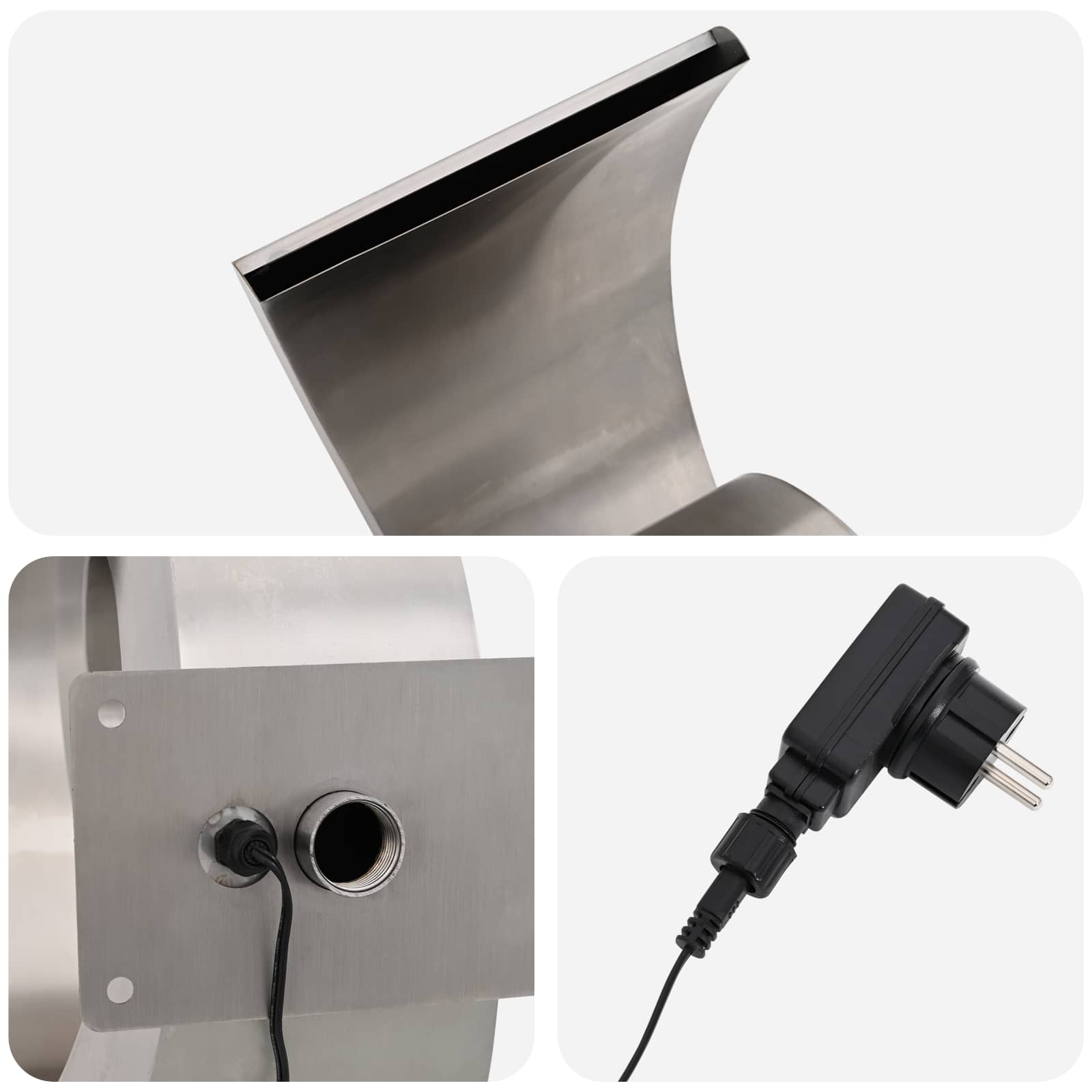 Cascata da Piscina con Luce LED Acciaio Inox 304