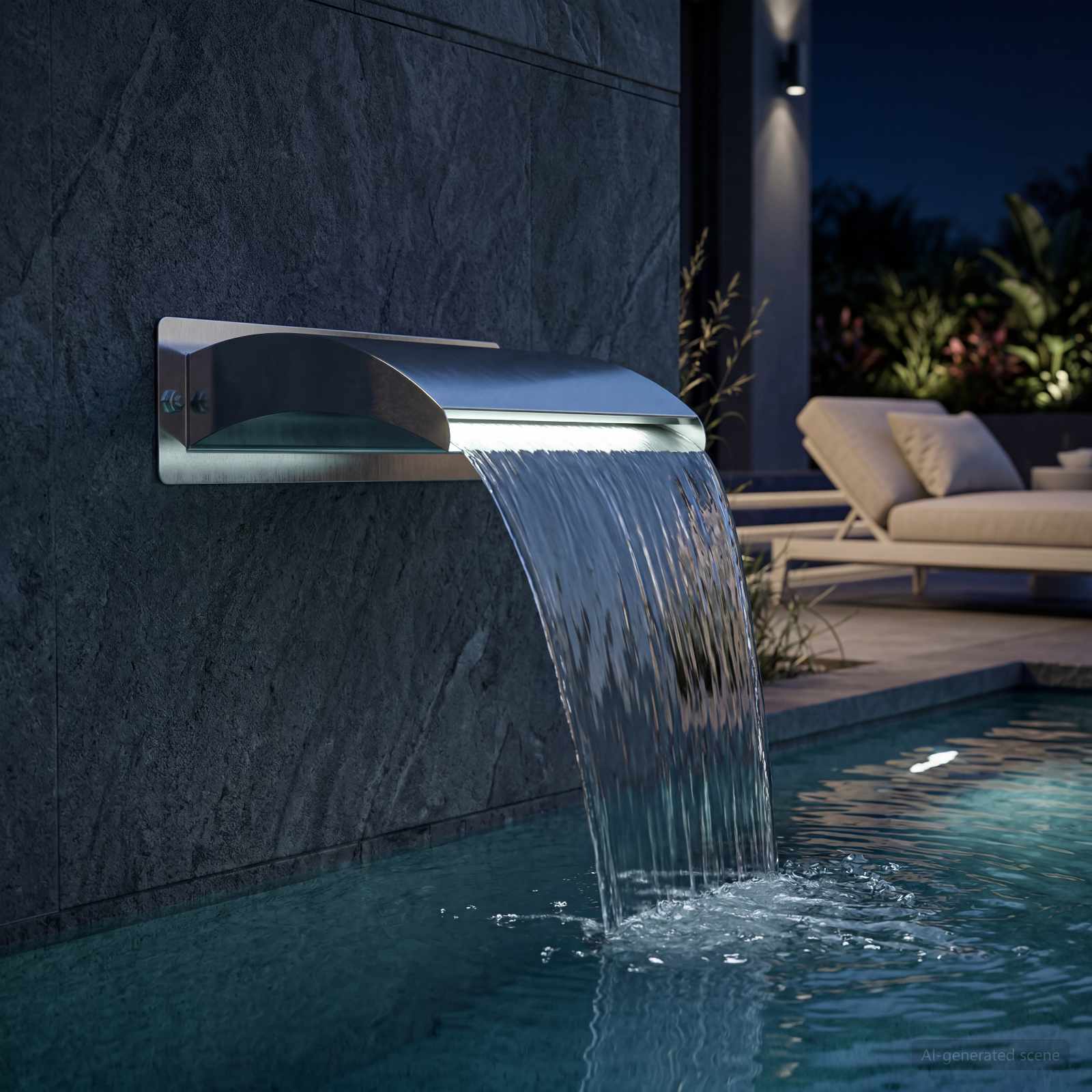 Cascata da Piscina con Luce LED Acciaio Inox 304