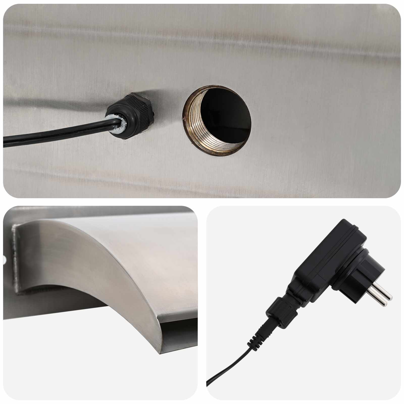 Cascata da Piscina con Luce LED Acciaio Inox 304