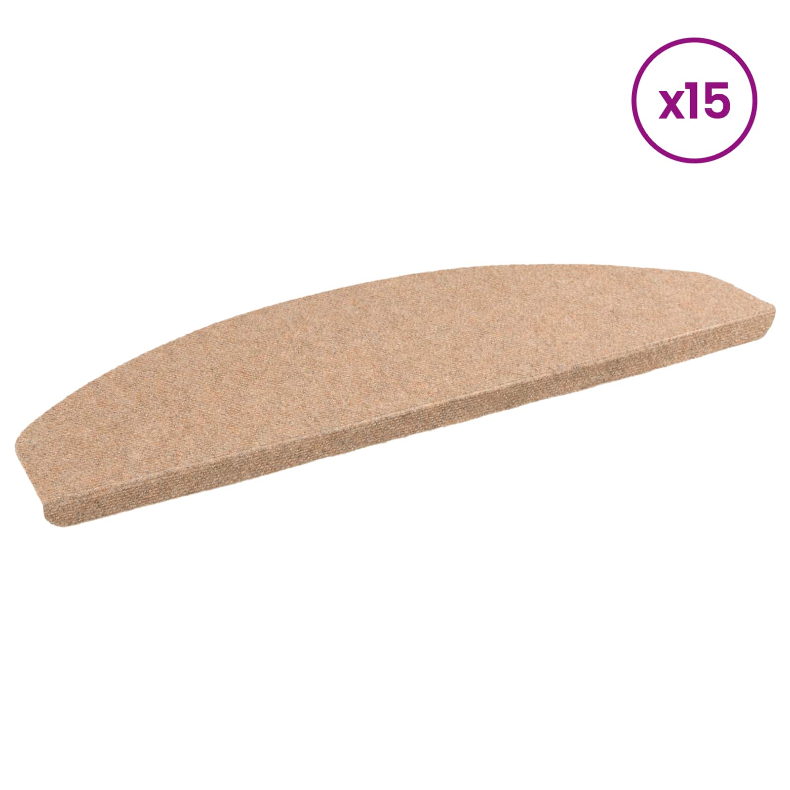 Tappetini per scale autoadesivi 15 pz 80 x 24,5 x 3,5 cm Beige