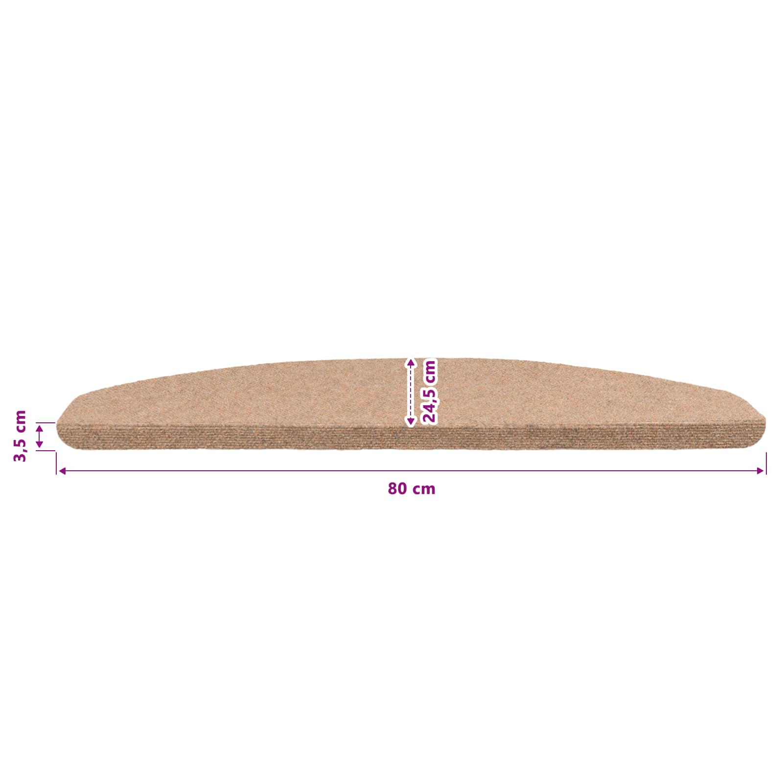 Tappetini per scale autoadesivi 15 pz 80 x 24,5 x 3,5 cm Beige