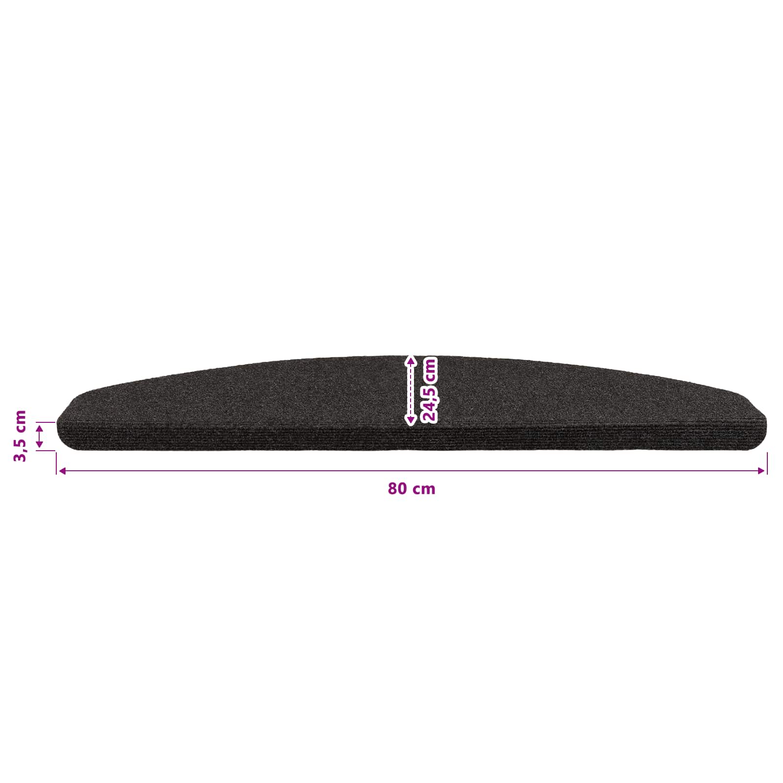 Tappetini per scale autoadesivi 15 pz 80 x 24,5 x 3,5 cm