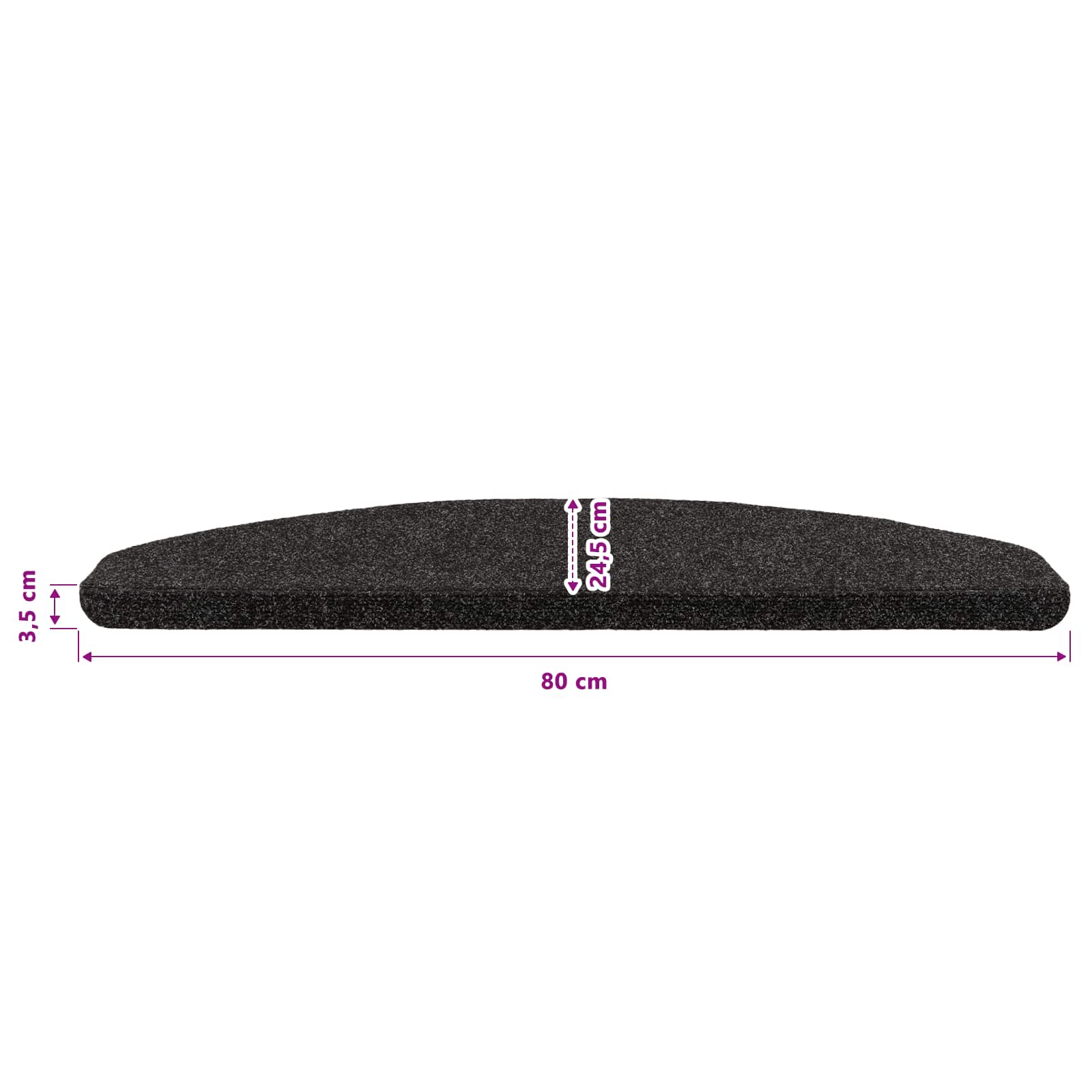 Tappetini per scale autoadesivi 15 pz 80 x 24,5 x 3,5 cm Nero