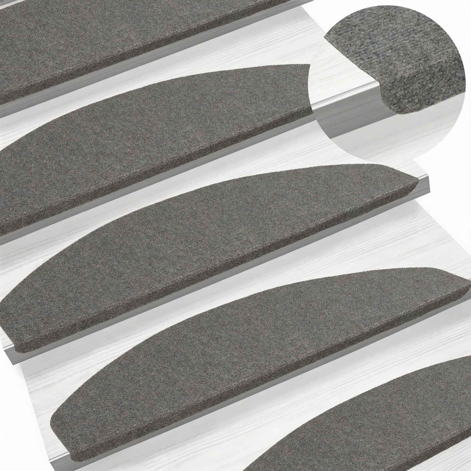 Tappetini per scale autoadesivi 15 pz 80 x 24,5 x 3,5 cm Grigio