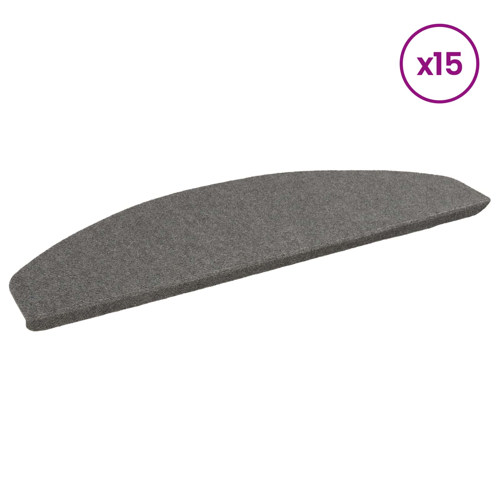 Tappetini per scale autoadesivi 15 pz 80 x 24,5 x 3,5 cm Grigio
