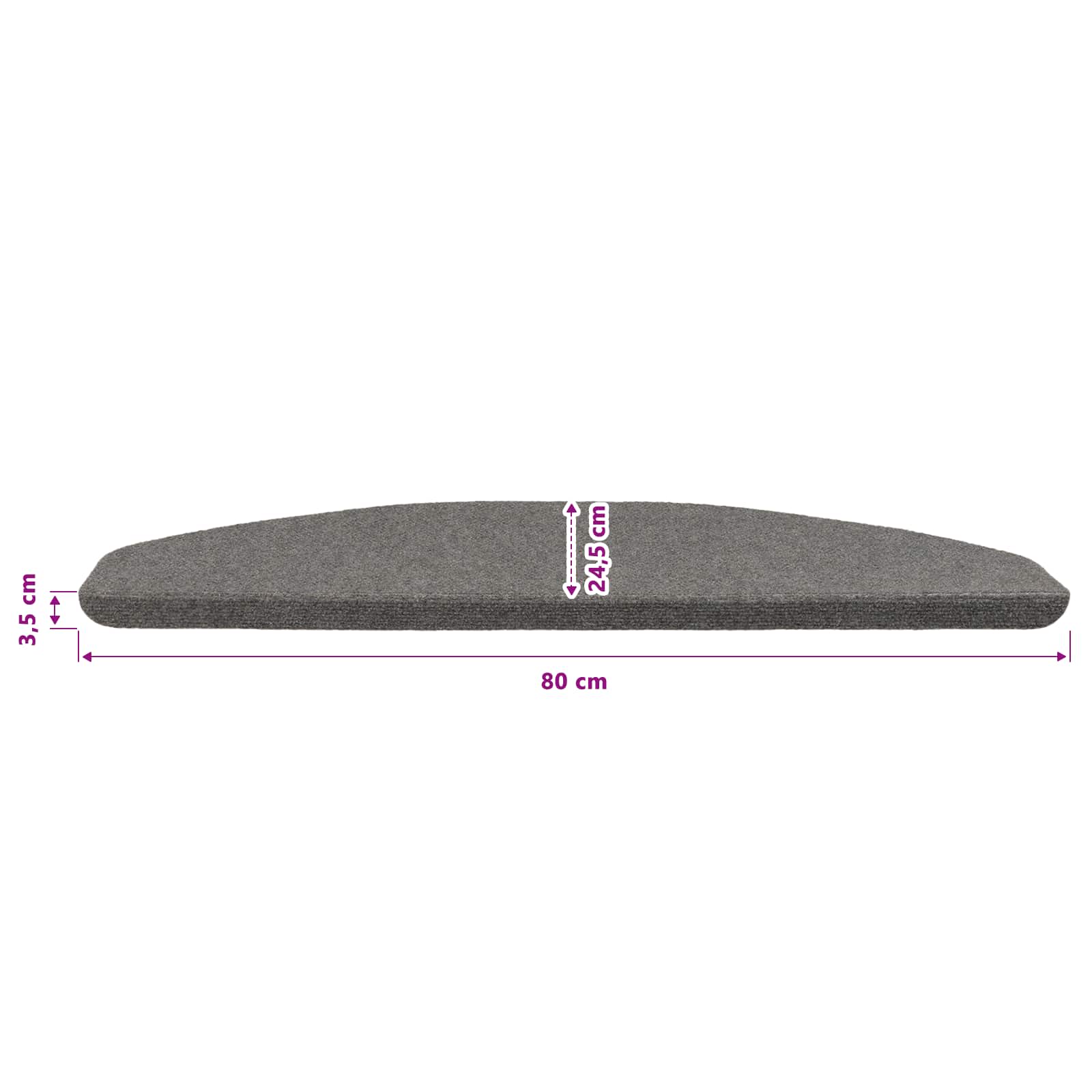 Tappetini per scale autoadesivi 15 pz 80 x 24,5 x 3,5 cm Grigio