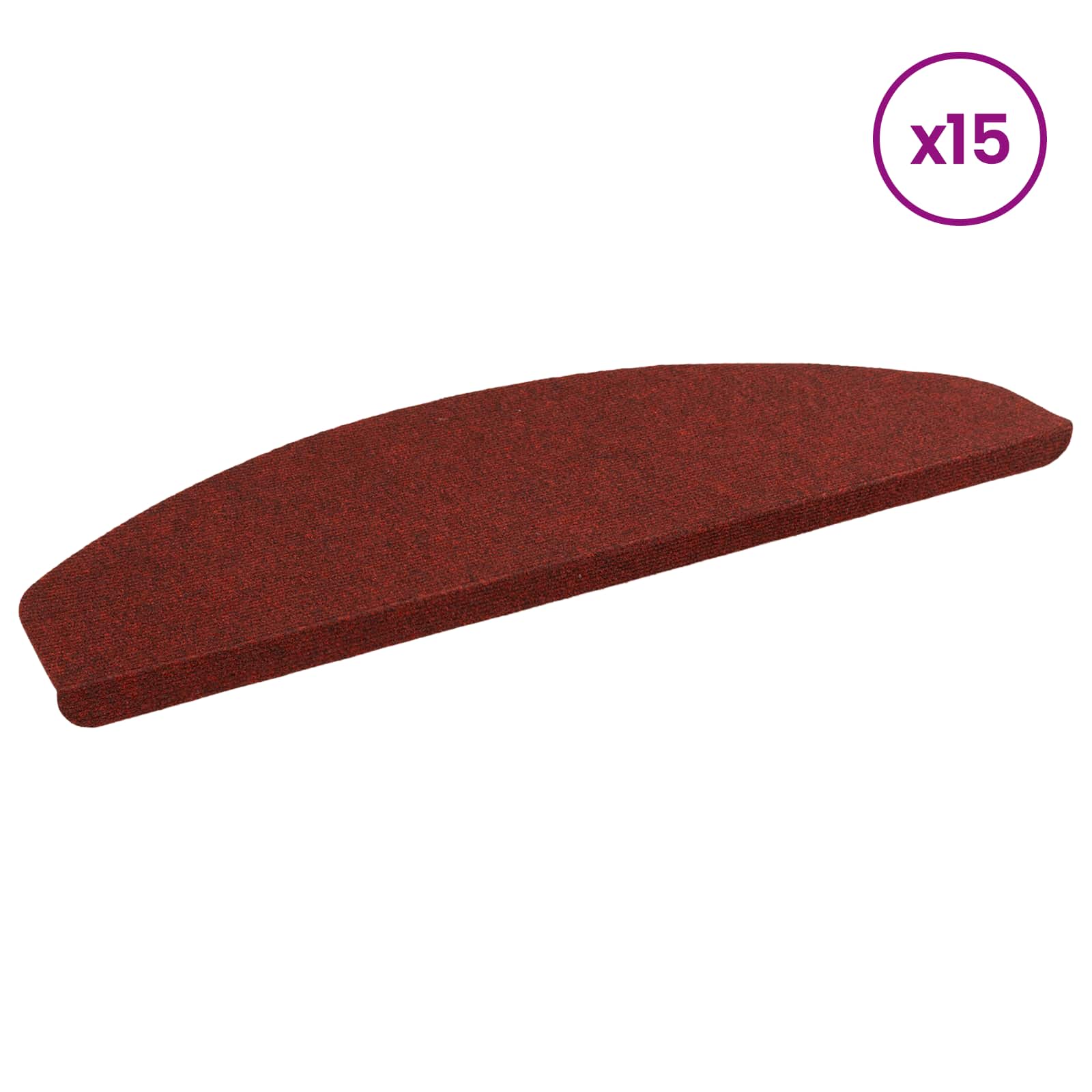 Tappetini per scale autoadesivi 15 pz 80 x 24,5 x 3,5 cm Rosso