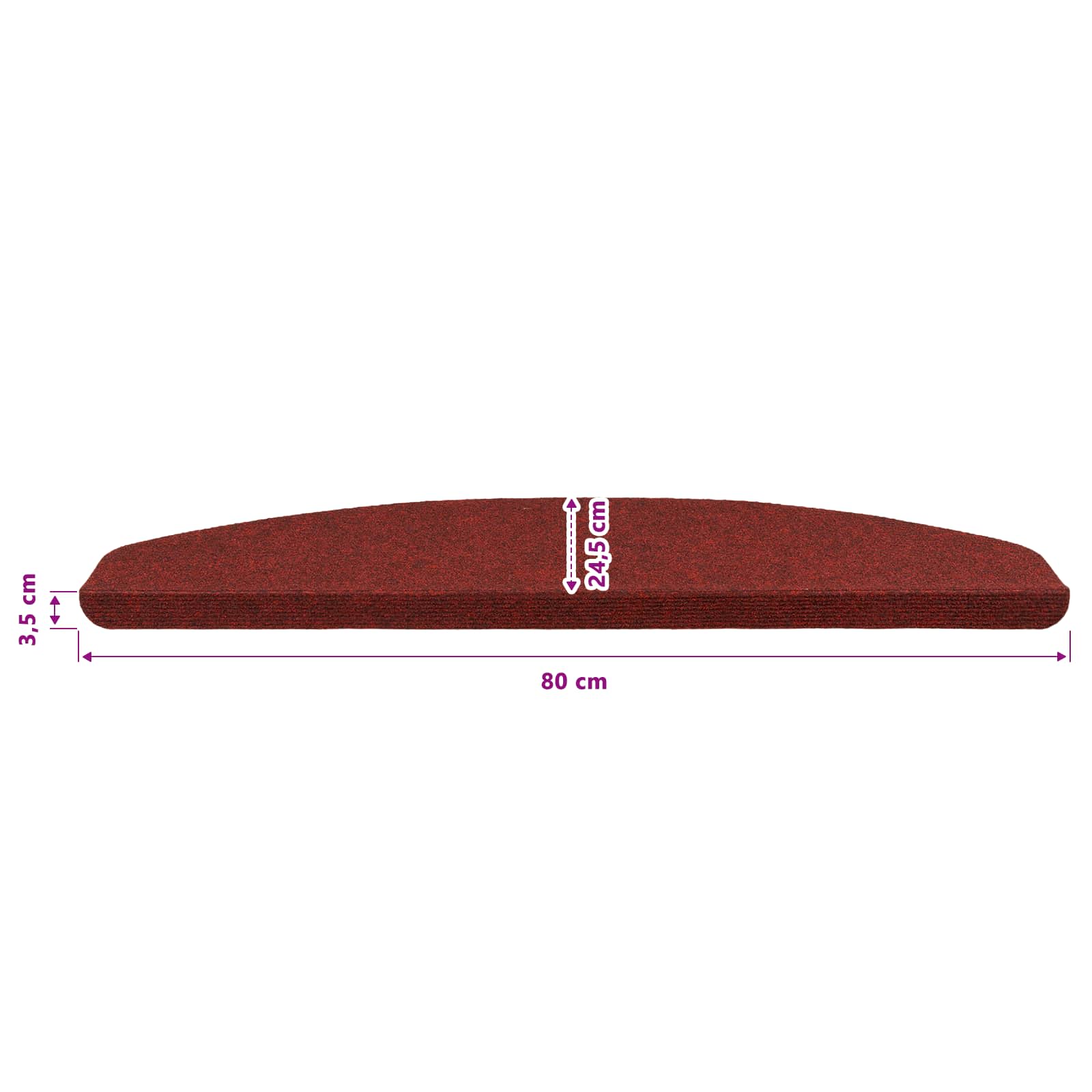 Tappetini per scale autoadesivi 15 pz 80 x 24,5 x 3,5 cm Rosso